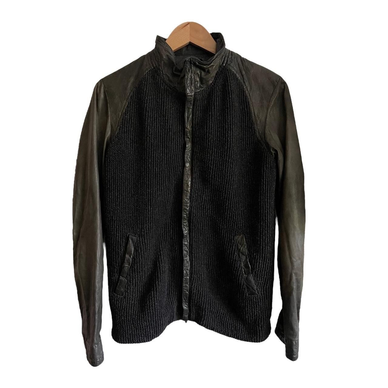 14th Addiction 14th addiction leather thermal knit jacket | Grailed