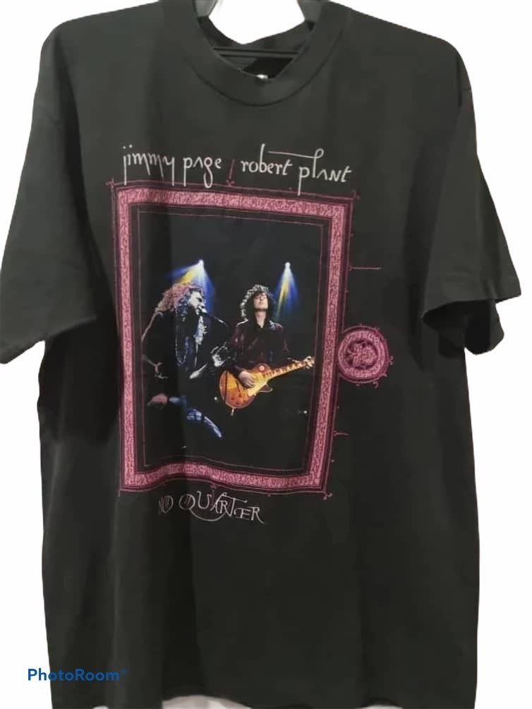 image of Band Tees x Rock T Shirt Vintage 1996 Led Zeppelin Jimmy Page Robert Plan Single in Blacks (Size XL