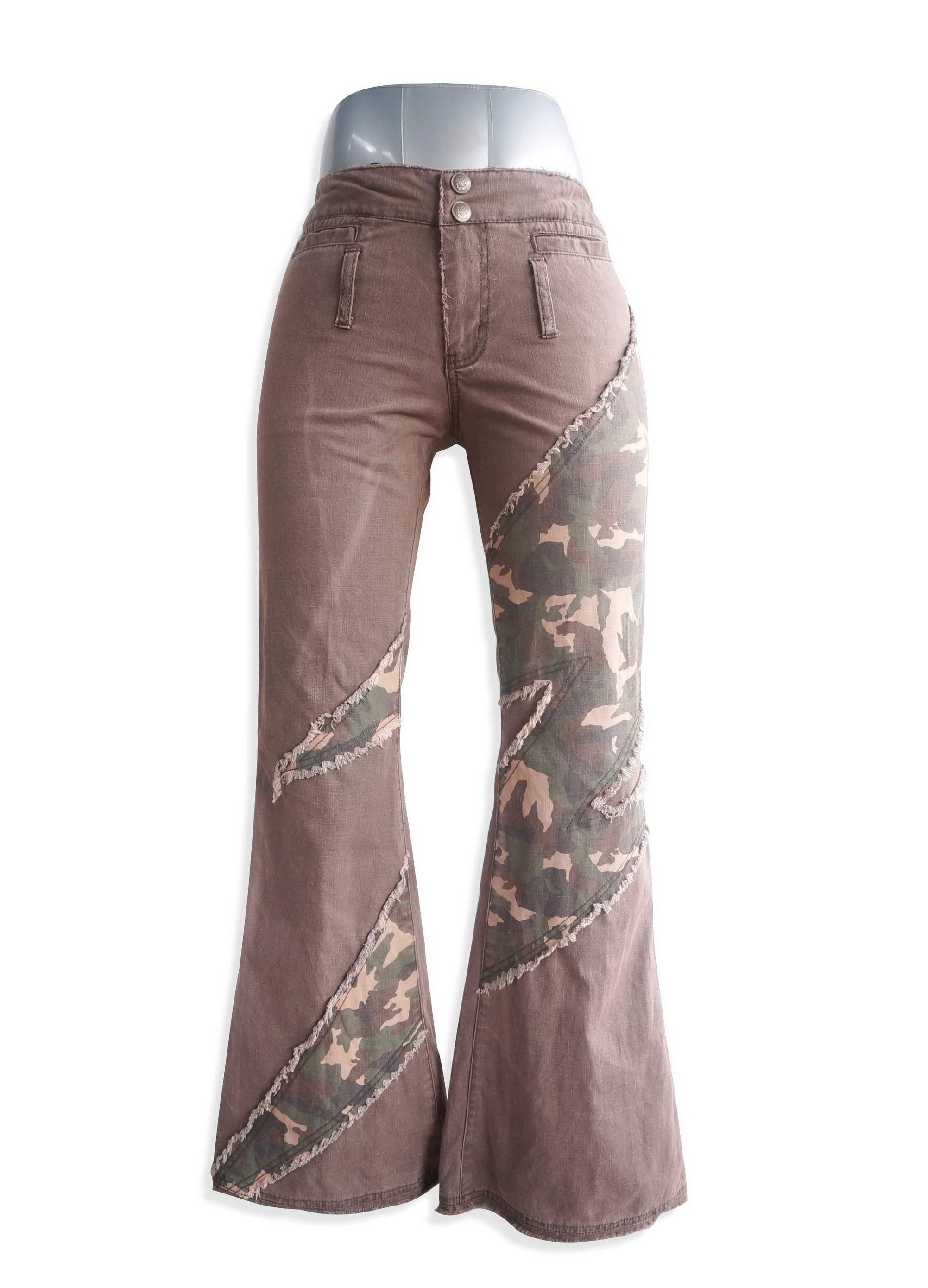 Japanese Brand PENTY'S Camo Patched Flare Pants Size 24" / US 00 / IT 34 - 1 Thumbnail