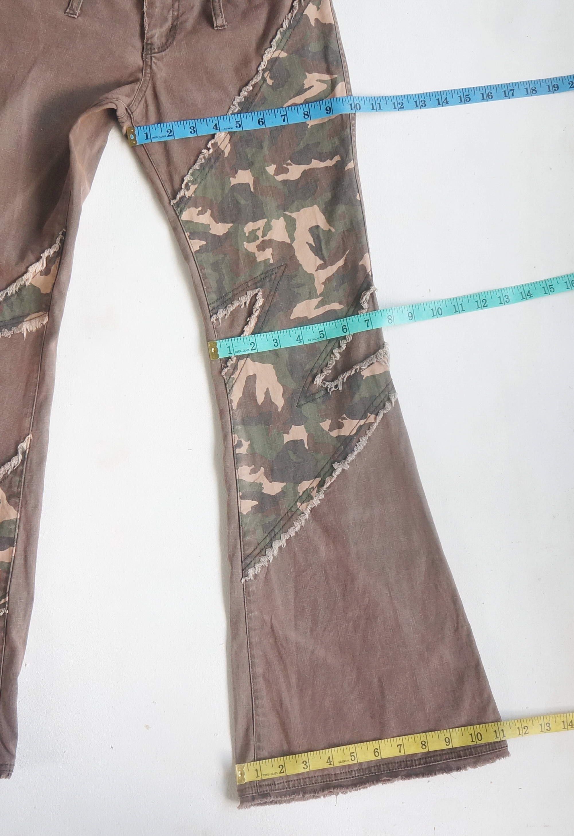 Japanese Brand PENTY'S Camo Patched Flare Pants Size 24" / US 00 / IT 34 - 17 Thumbnail