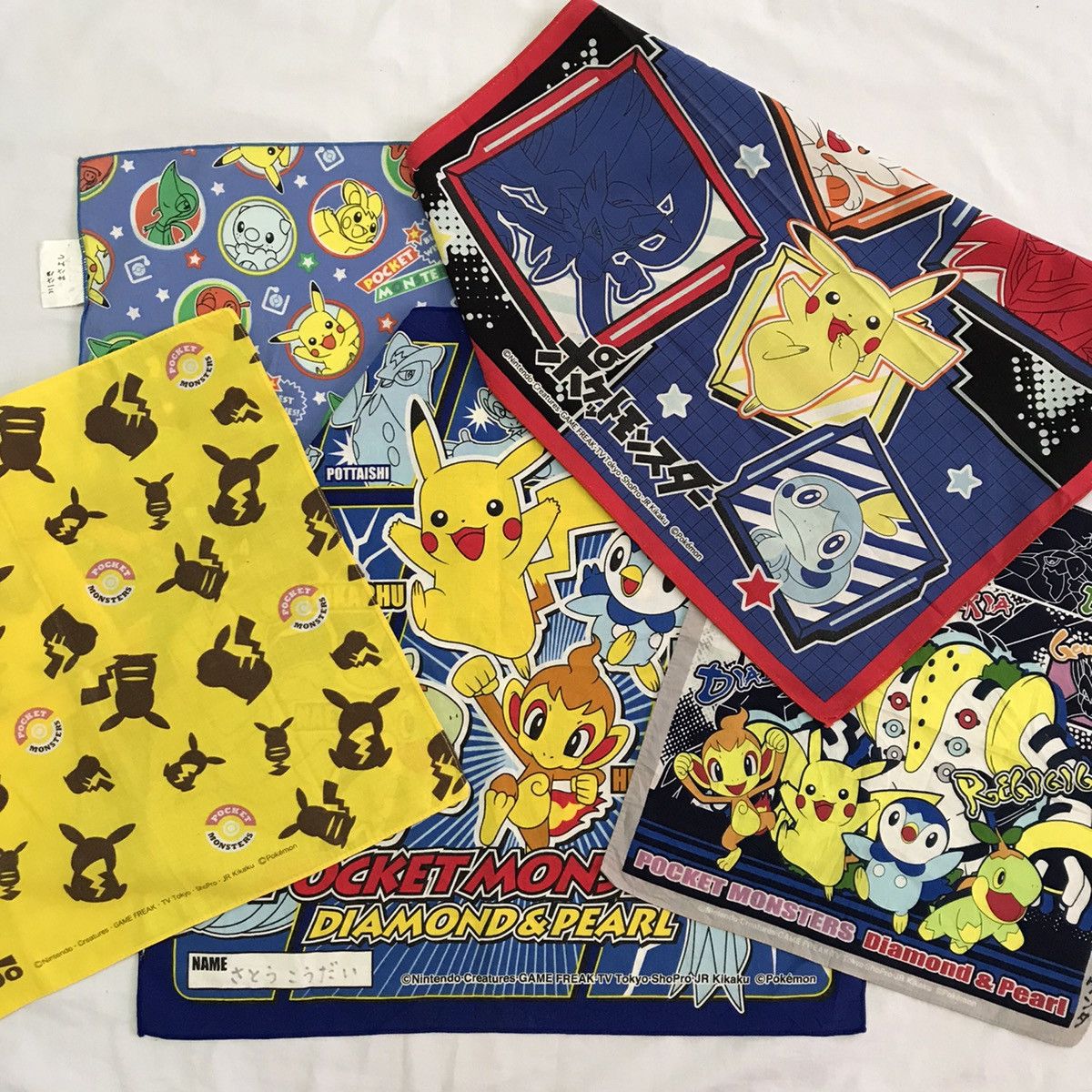 image of Nintendo x Pokemon Combo 5 Pocket Monsters Pokemon Handkerchief Bandana, Men's