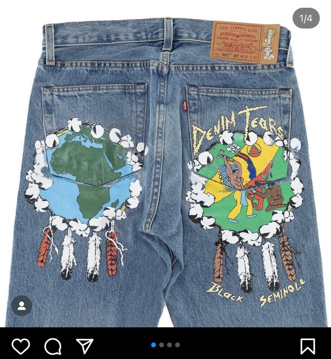 Levi's Denim tears Onia Jean with artist Big Chief Walter | Grailed