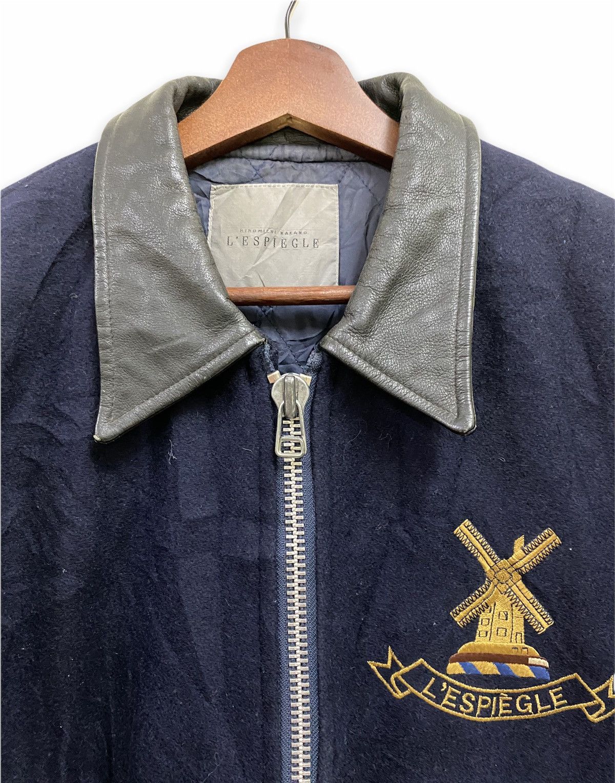 Vintage Vintage Varsity Wool Leather Jacket Size US L / EU 52-54 / 3 - 3 Thumbnail