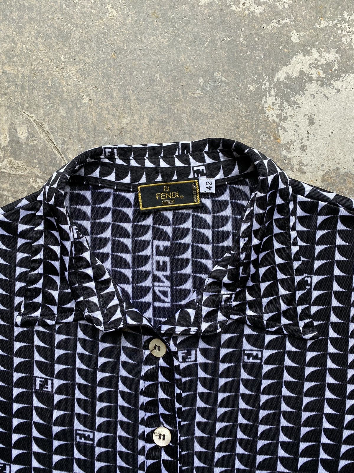 Fendi × Vintage 💥Archived💥FENDI Zucca Monogram Stretchable Nylon Women Shirt Size M / US 6-8 / IT 42-44 - 3 Thumbnail