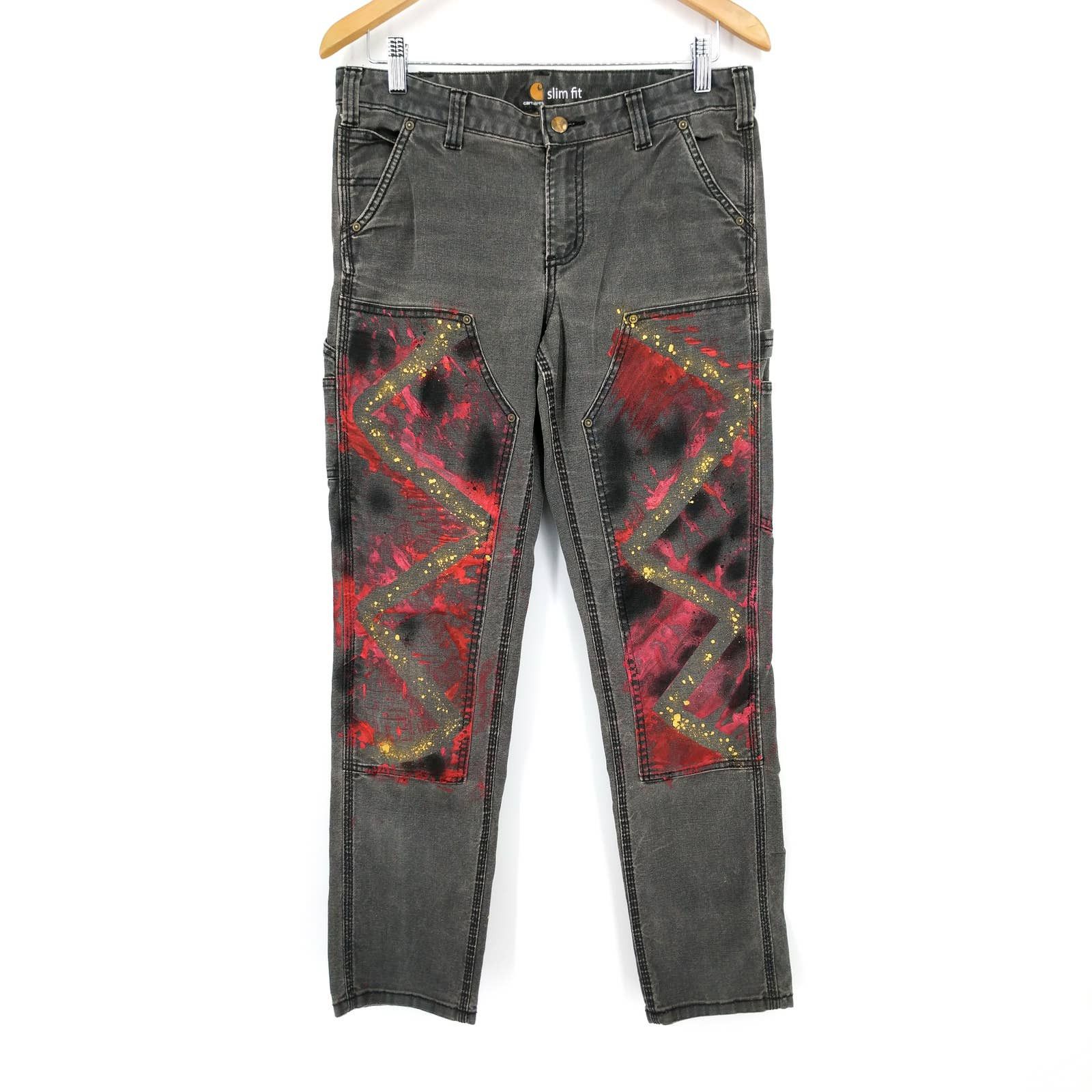 Carhartt Carhartt Custom Painted Double-Front Denim Work Jeans 32 Size US 32 / EU 48 - 1 Thumbnail