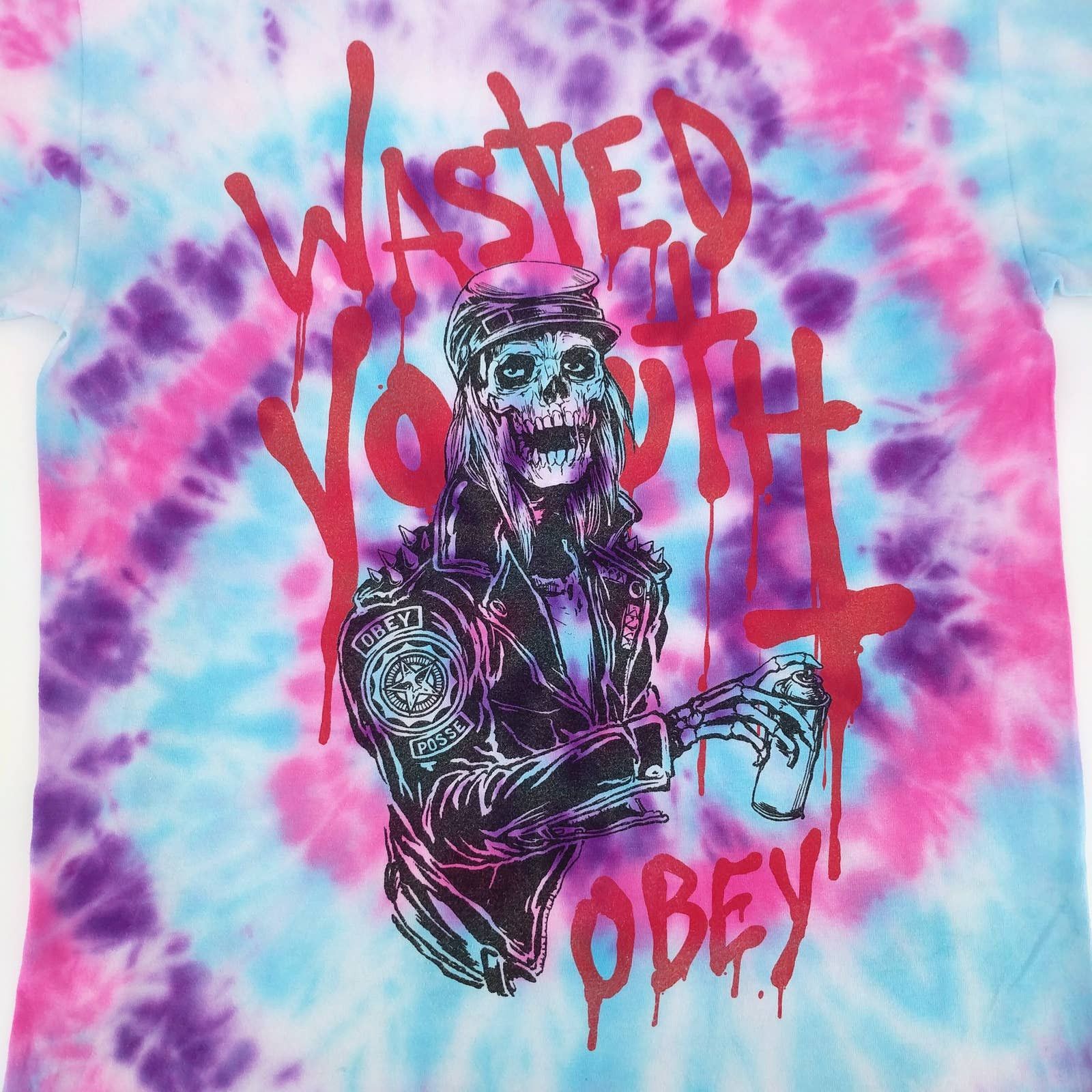 Obey Obey Wasted Youth Custom Tie Dye Skeleton Skull T-Shirt Size US M / EU 48-50 / 2 - 2 Thumbnail