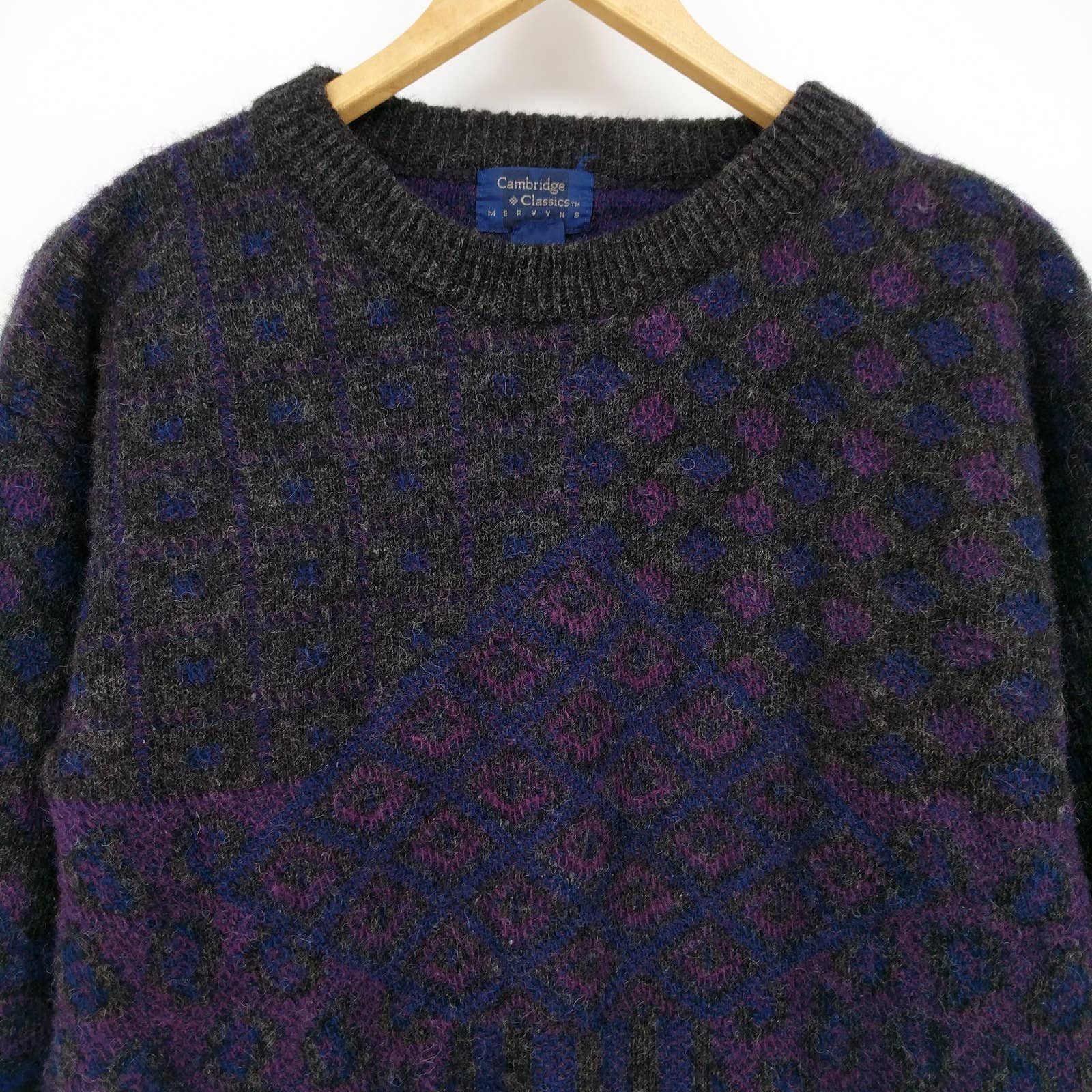 Vintage Vintage Cambridge Classics Wool Argyle Diamond Print Sweater Size US M / EU 48-50 / 2 - 2 Thumbnail