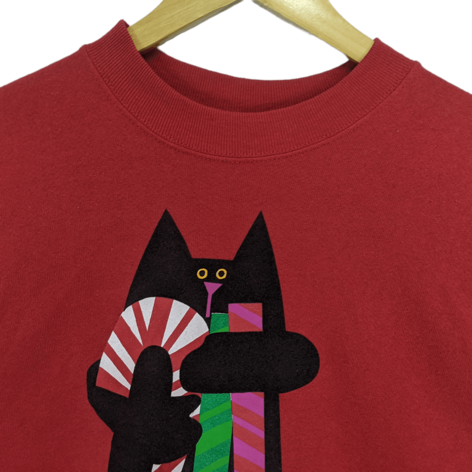 American Apparel 2000's CAT CANDY Merry Christmas Big Image Sweatshirt Size US XL / EU 56 / 4 - 4 Thumbnail