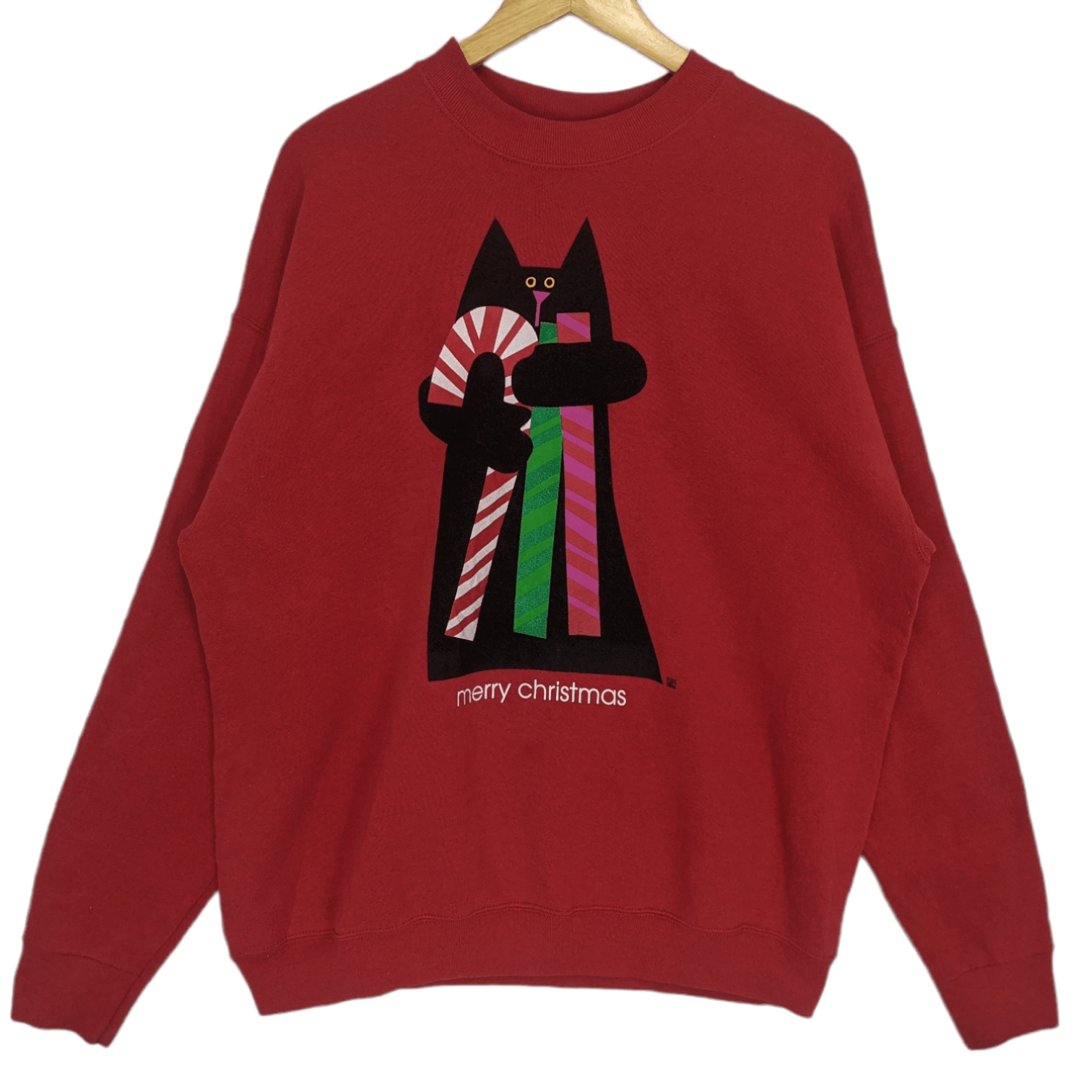 American Apparel 2000's CAT CANDY Merry Christmas Big Image Sweatshirt Size US XL / EU 56 / 4 - 3 Thumbnail