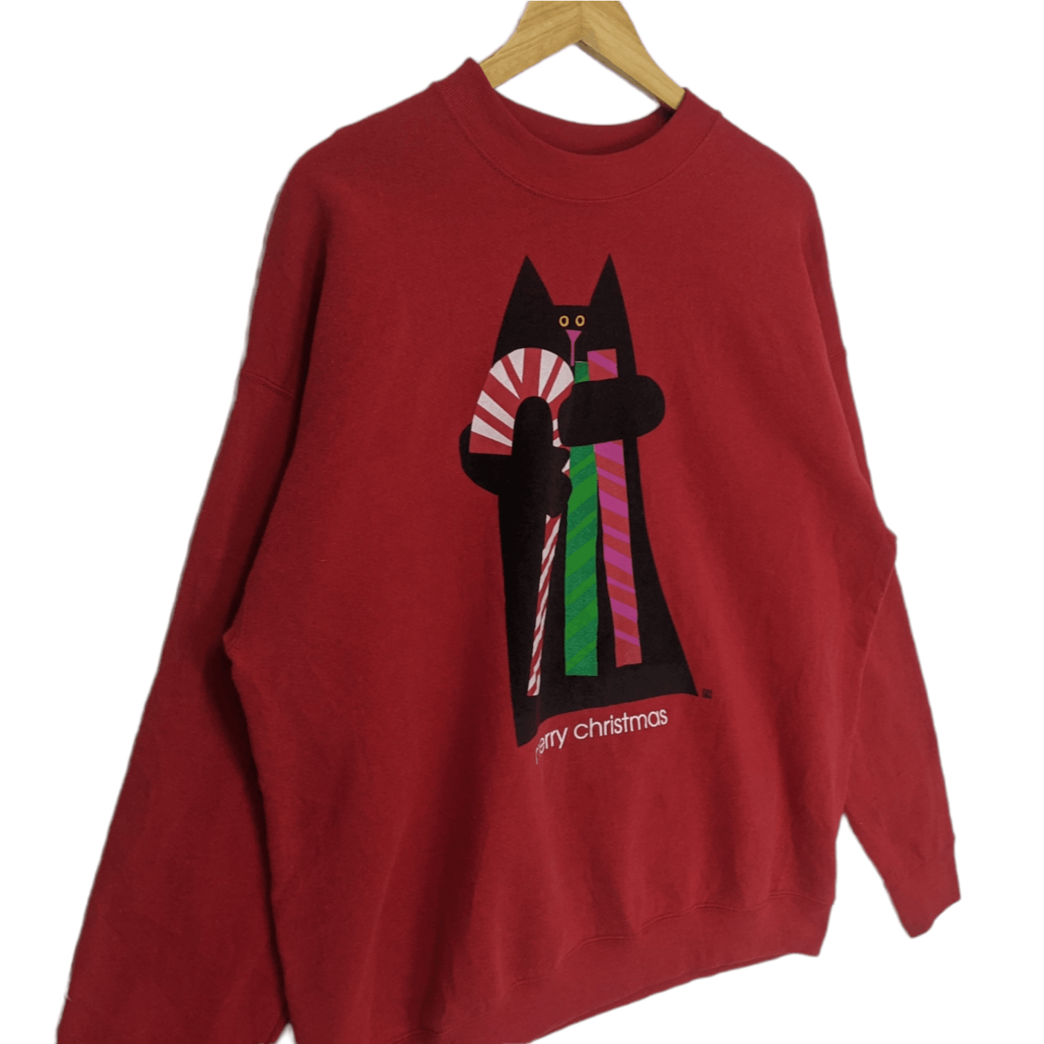 American Apparel 2000's CAT CANDY Merry Christmas Big Image Sweatshirt Size US XL / EU 56 / 4 - 2 Thumbnail