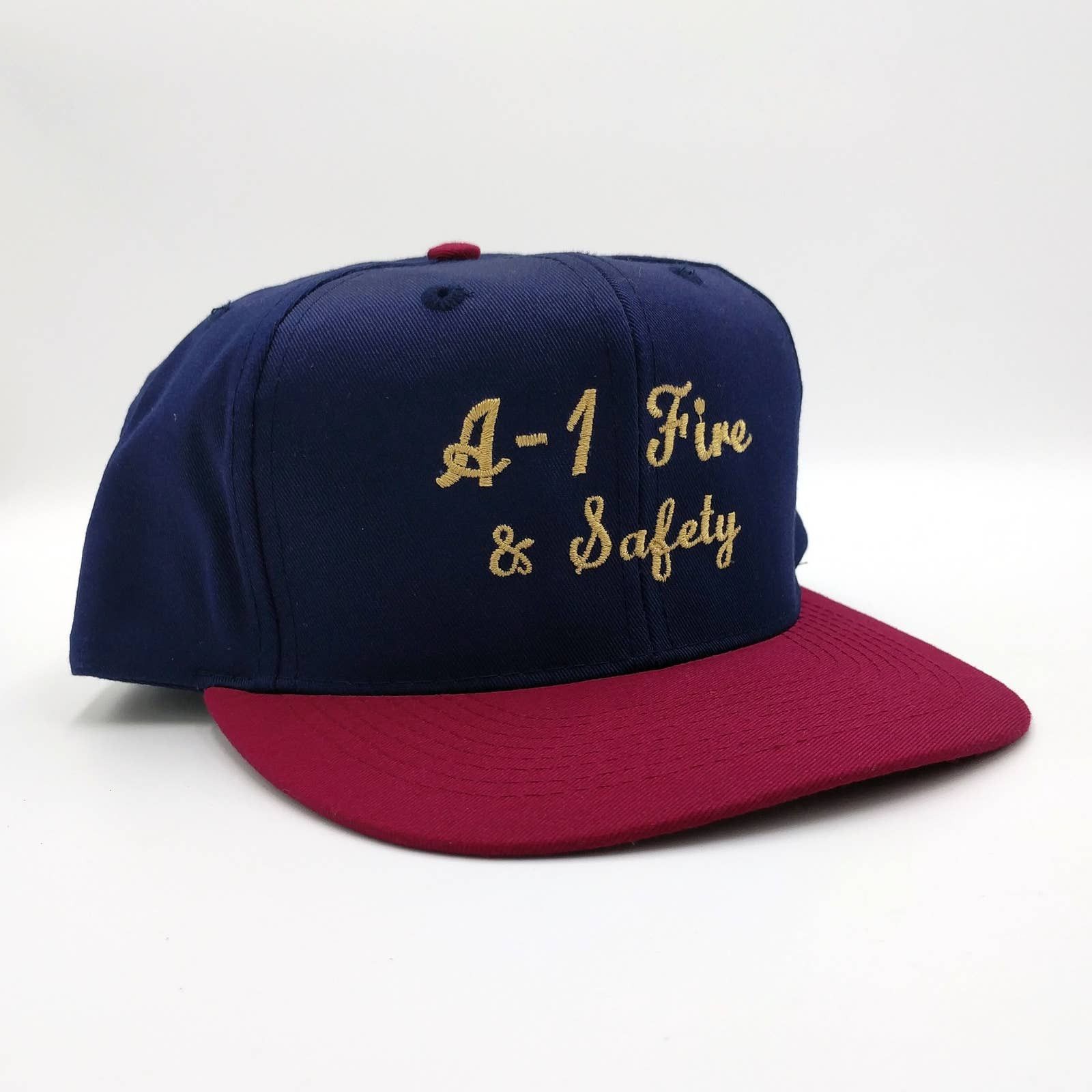 Vintage Vintage A-1 Fire & Safety Snapback Trucker Hat 90s Navy Blue Size ONE SIZE - 1 Thumbnail