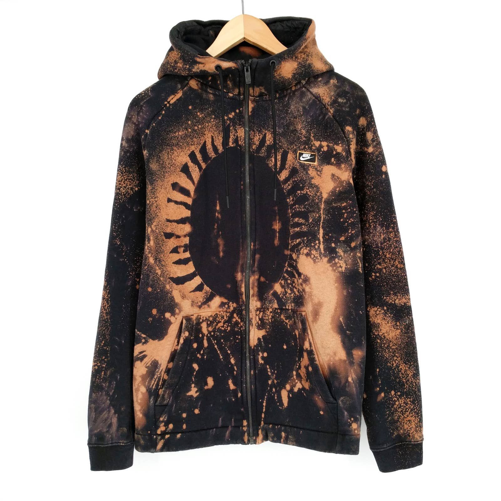 Custom Nike Streetwear Nike Black Hole Sun Custom Hand Bleached Fleece Hoodie L Grailed