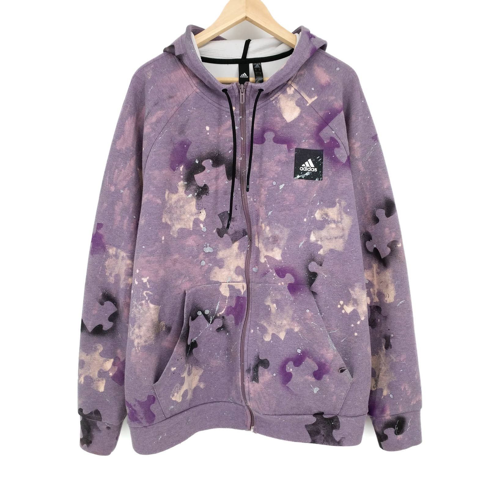 Adidas Adidas Custom Painted Puzzle Hoodie Sweatshirt Graffiti XL Size US XL / EU 56 / 4 - 1 Thumbnail