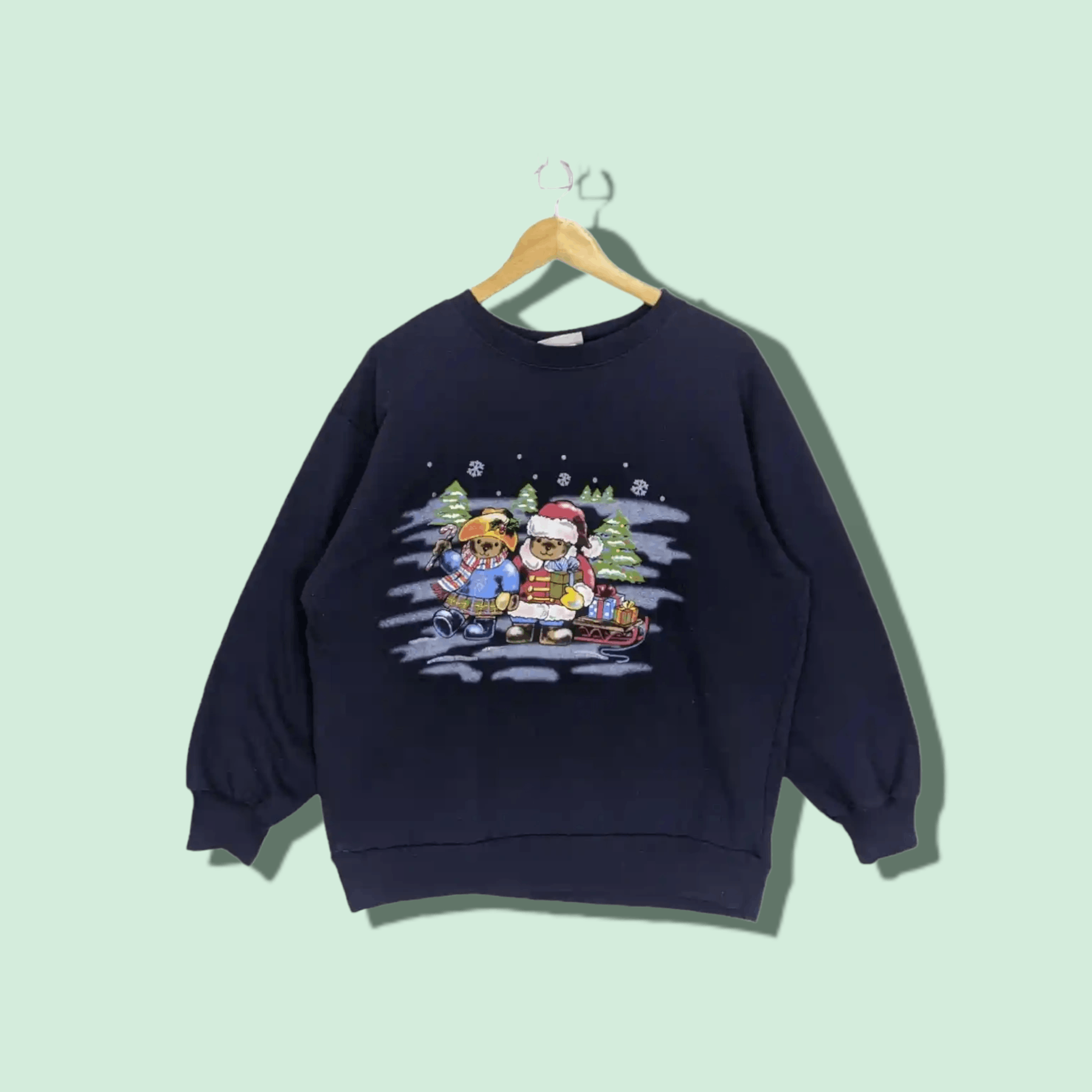 Basic Editions Vintage 2000's SANTA BEAR Christmas Jumper Sweatshirt Size XL / US 12-14 / IT 48-50 - 1 Thumbnail