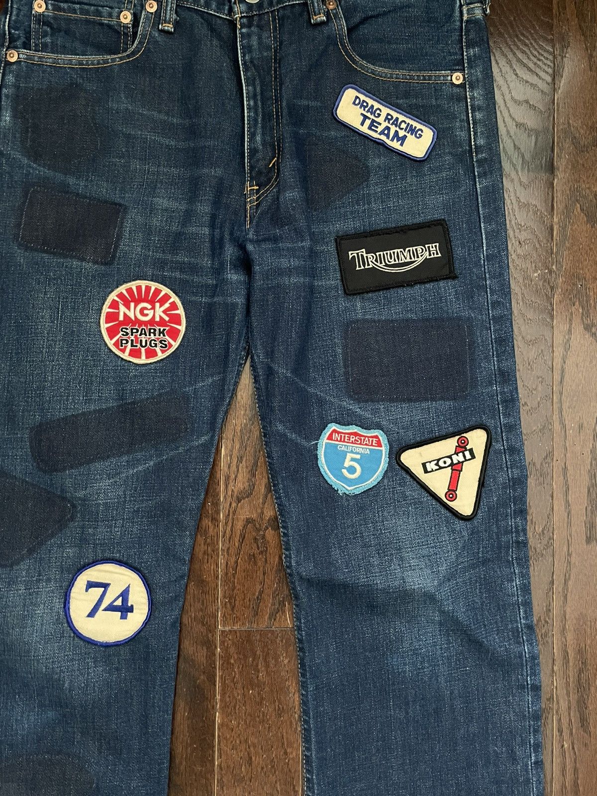 Junya Watanabe Junya AD2002 Biker Patches Denim Jeans Indigo Wash Size US 31 - 3 Thumbnail