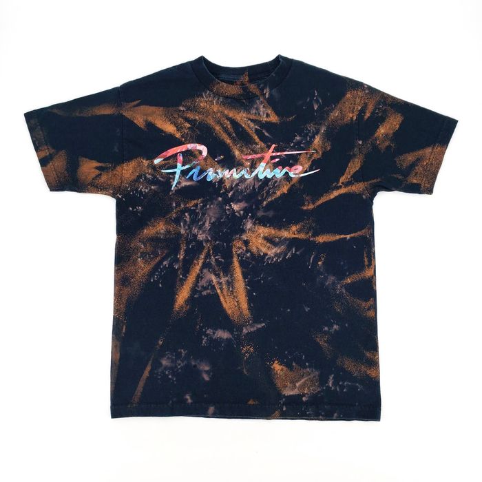 Primitive Primitive Nuevo Script Ink Custom Tie Dye Bleached T-Shirt M ...