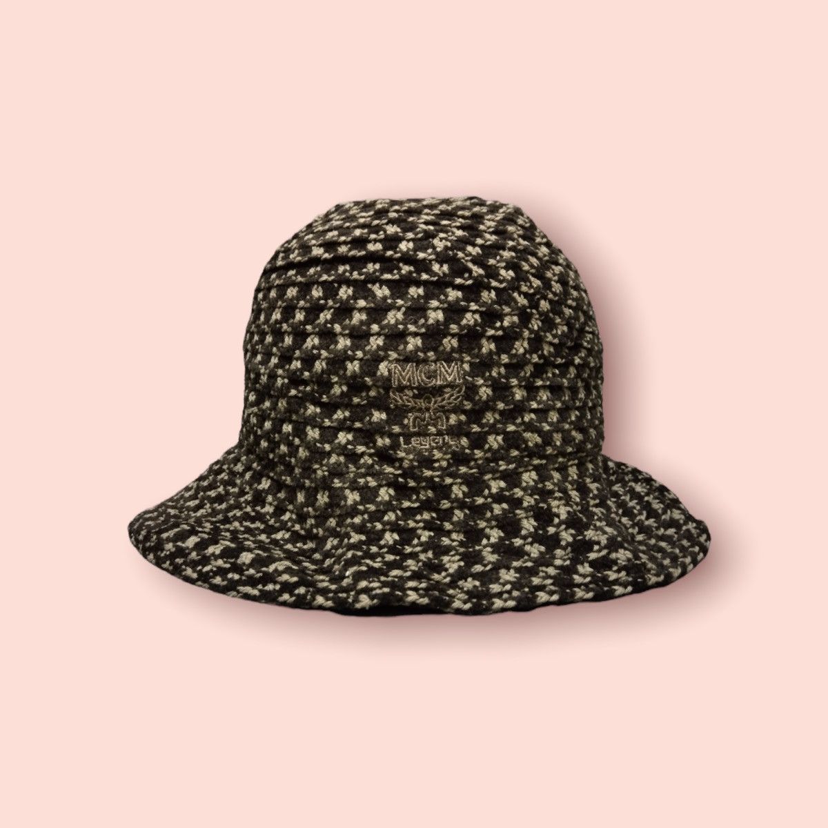 image of Vintage MCM Crochet Knitted Bucket Hat in Browns, Men's