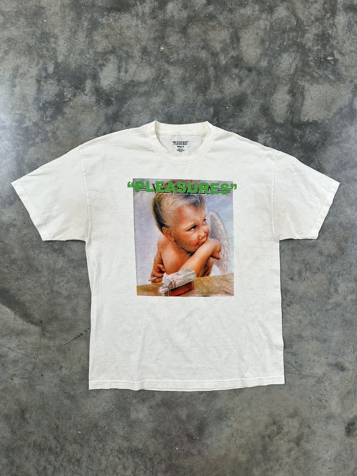 image of Pleasures Van Halen 1984 Baby Album Cover Tee Sz. XL in White, Men's