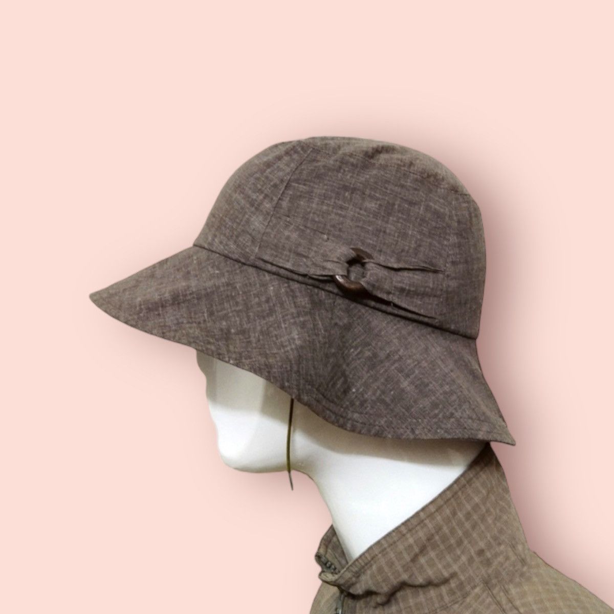 image of Individual Vintage Japan Cotton Linen Bucket Hat in Browns, Women's