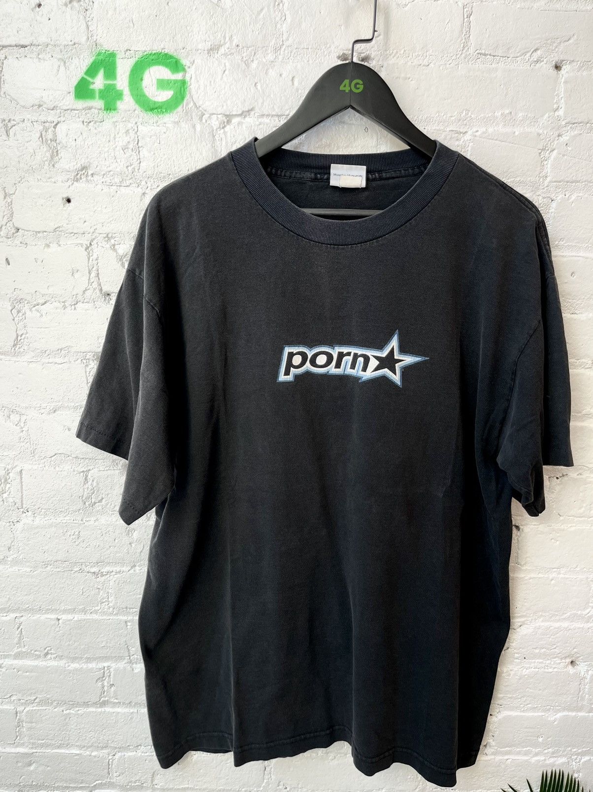 image of Vintage 90's Pornstar Porn Star OG Black Logo Shirt 4Gseller, Men's (Size XL)