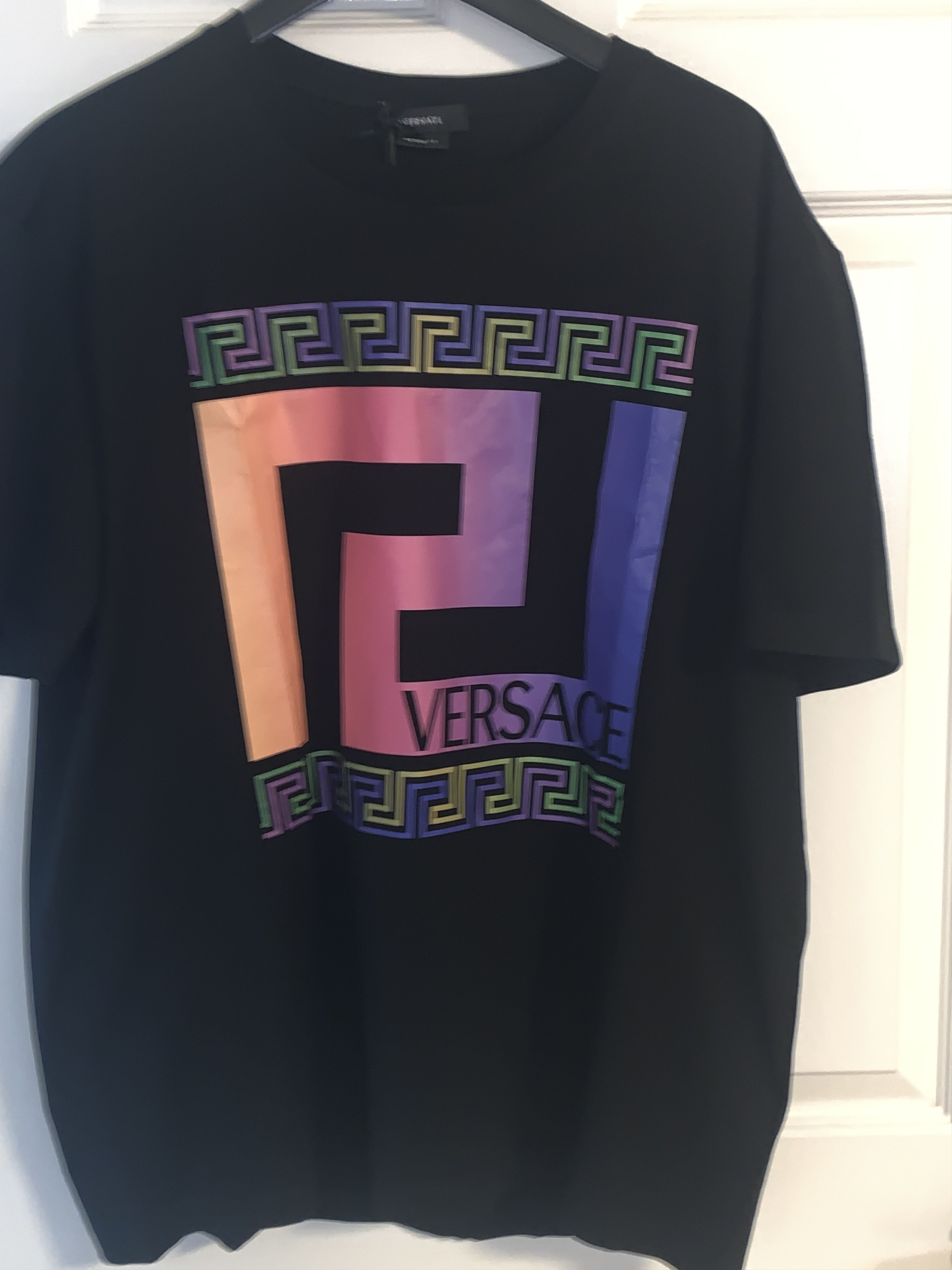 image of Auth Mens Versace Greek Key T Shirt Size XL in Black