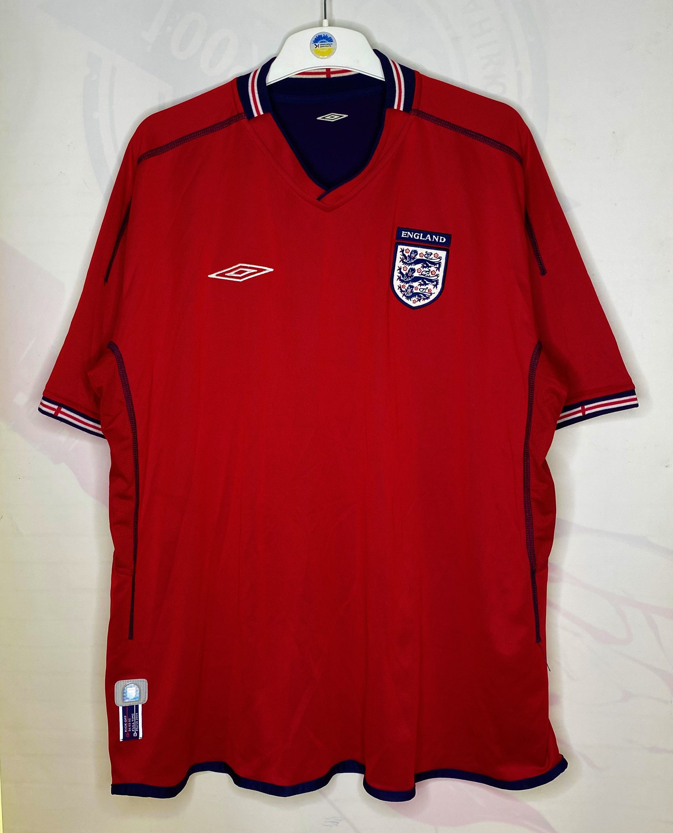 UEFA × Umbro ENGLAND 2002-04 AWAY FOOTBALL SHIRT SOCCER JERSEY REVERSIBLE Size US XL / EU 56 / 4 - 1 Thumbnail