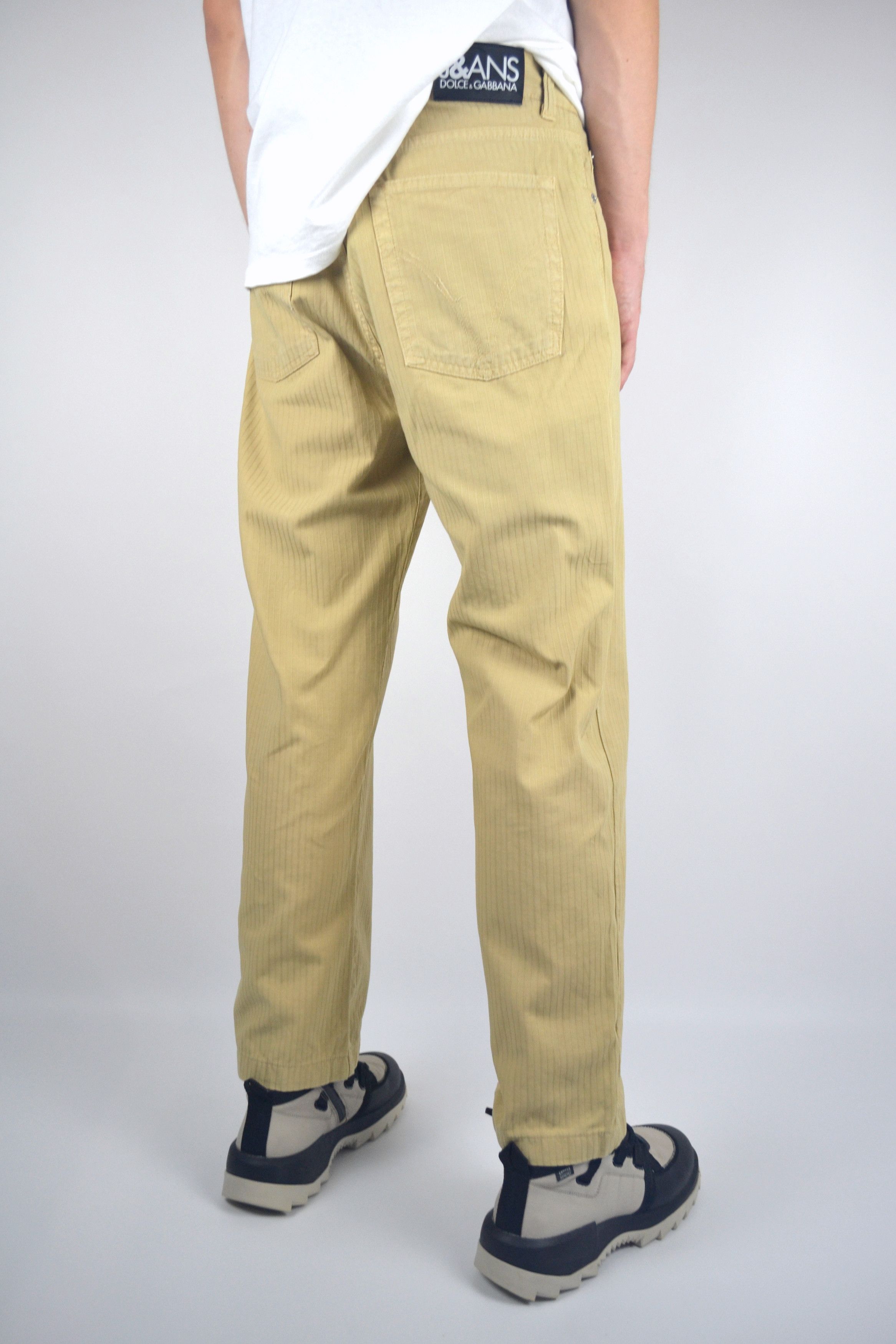 Dolce & Gabbana 90s Vintage DOLCE & GABBANA Striped Beige Pants Trousers Size US 36 / EU 52 - 2 Thumbnail