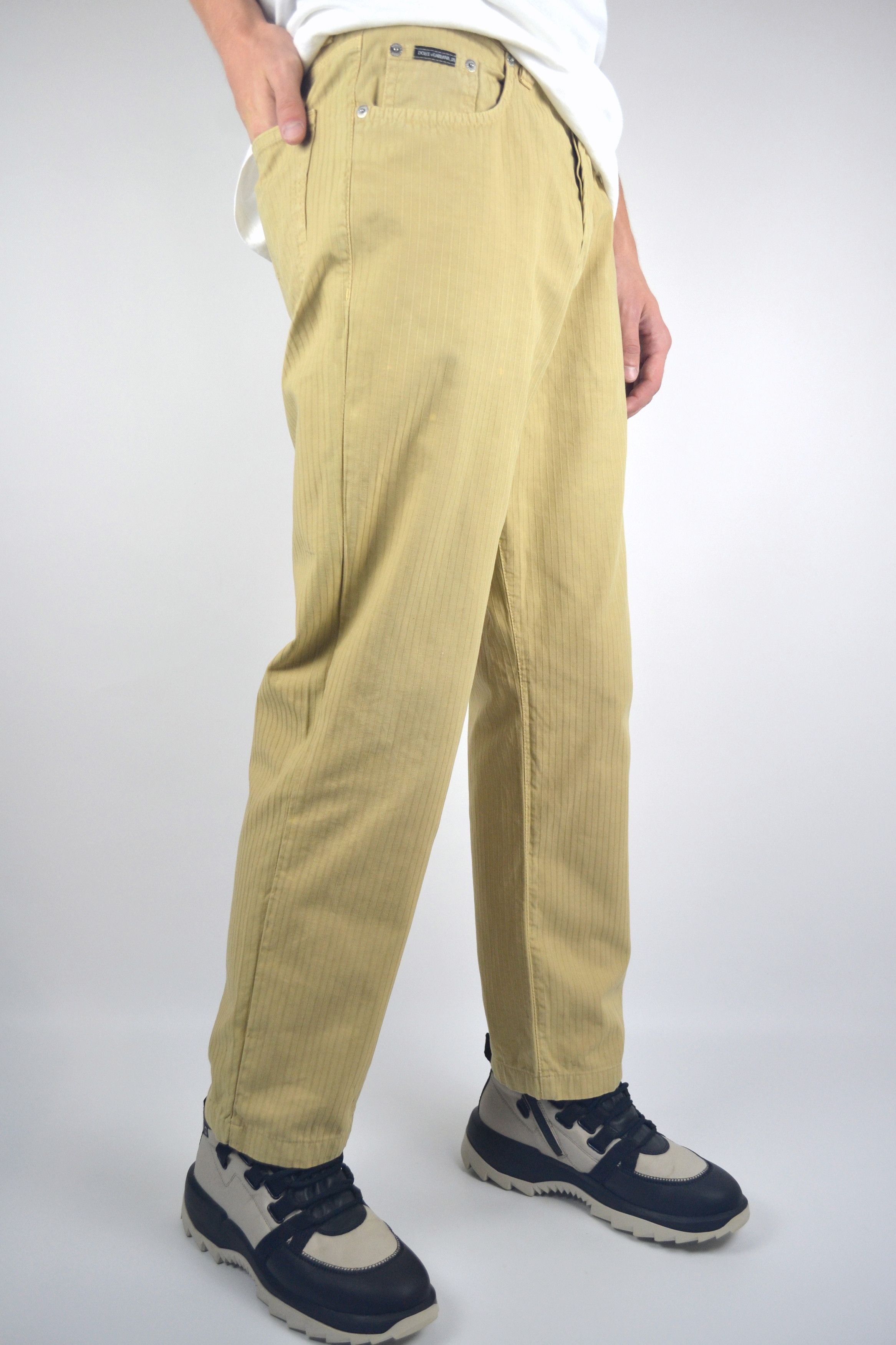 Dolce & Gabbana 90s Vintage DOLCE & GABBANA Striped Beige Pants Trousers Size US 36 / EU 52 - 4 Thumbnail