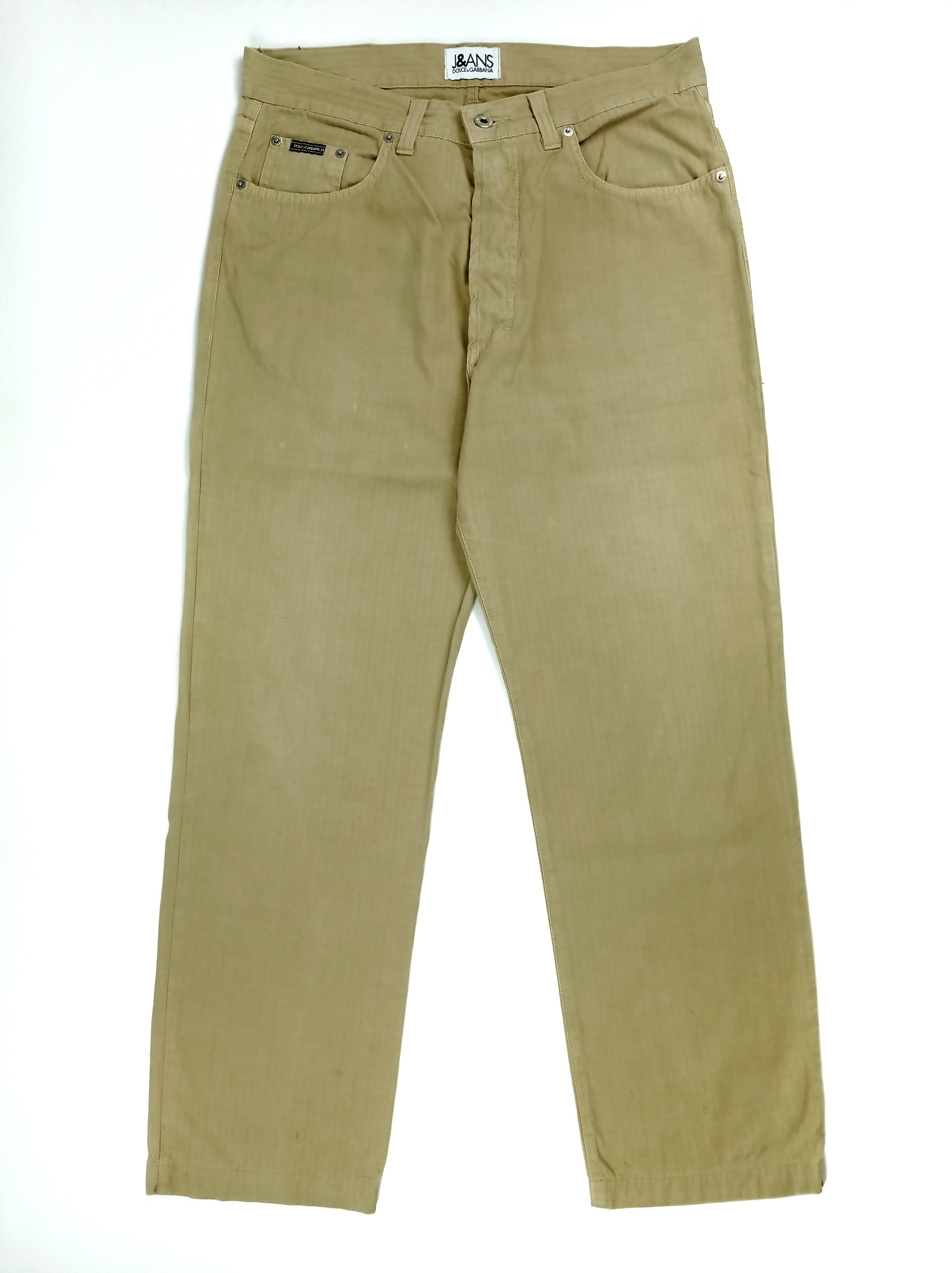 Dolce & Gabbana 90s Vintage DOLCE & GABBANA Striped Beige Pants Trousers Size US 36 / EU 52 - 1 Thumbnail