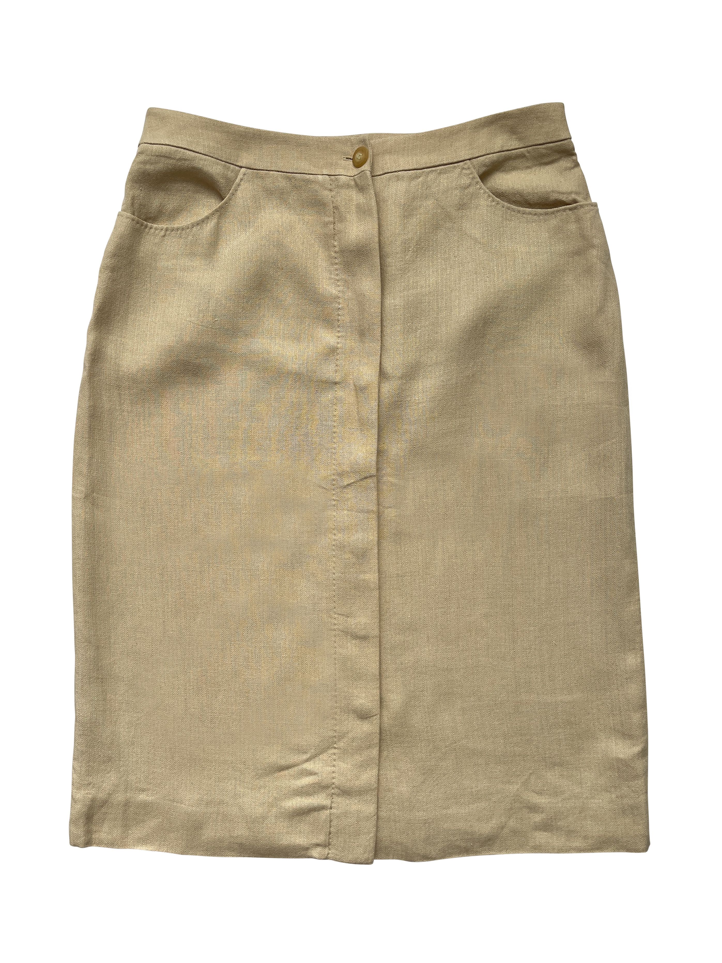image of hermes By Margiela Beige Linen Skirt, Women's (Size 29)