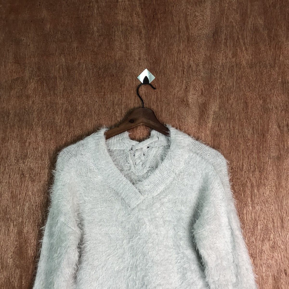Homespun Knitwear Retro Girl Grey Shag Shaggy Fur Mohair Knitwear #6553 Size US S / EU 44-46 / 1 - 2 Thumbnail