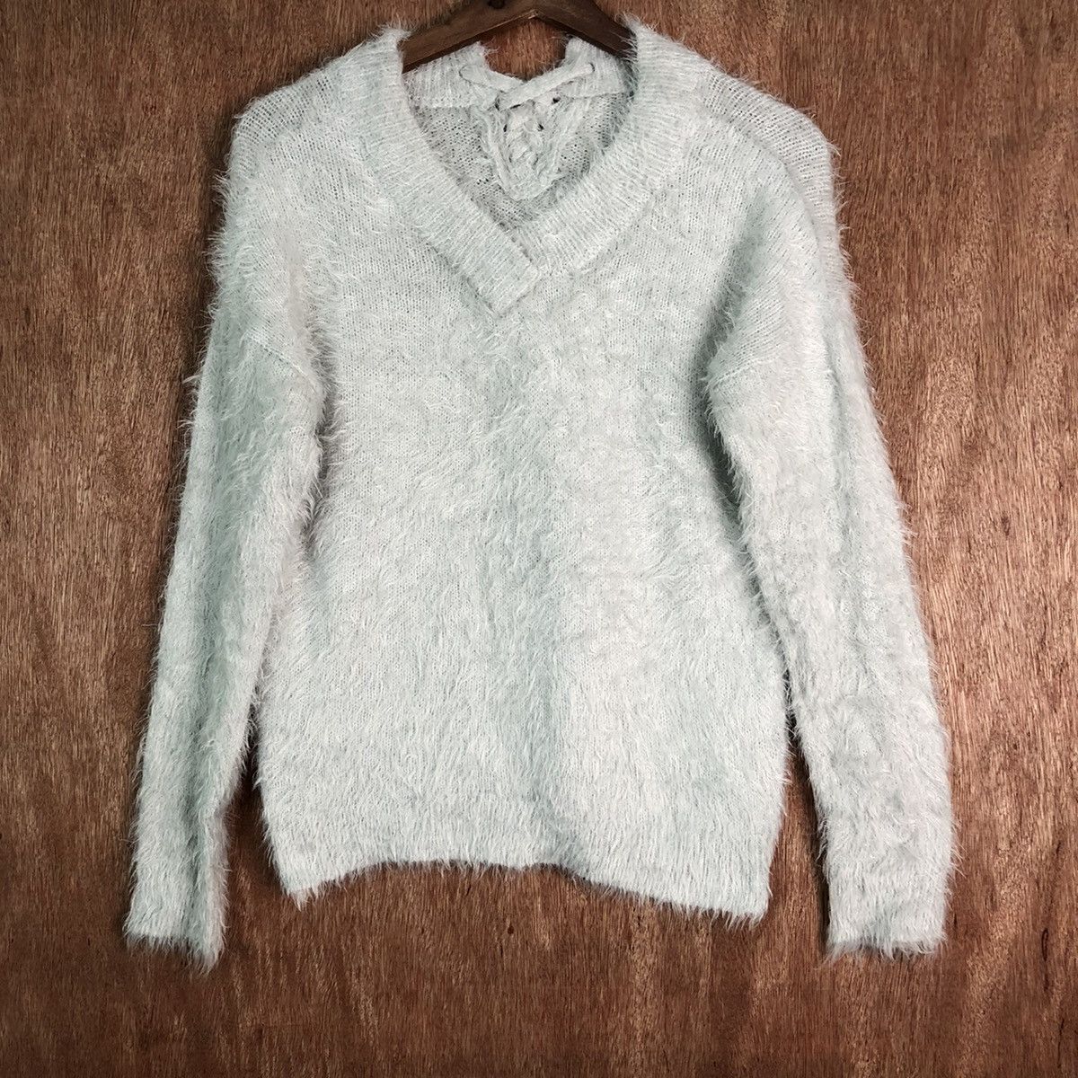 Homespun Knitwear Retro Girl Grey Shag Shaggy Fur Mohair Knitwear #6553 Size US S / EU 44-46 / 1 - 3 Thumbnail