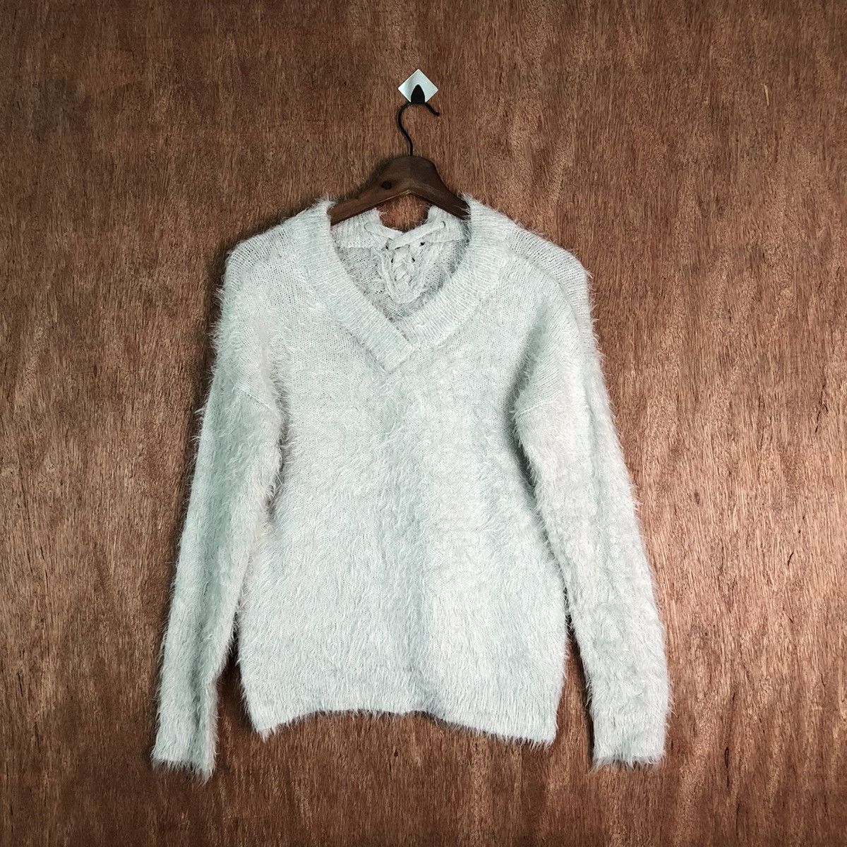 Homespun Knitwear Retro Girl Grey Shag Shaggy Fur Mohair Knitwear #6553 Size US S / EU 44-46 / 1 - 1 Thumbnail