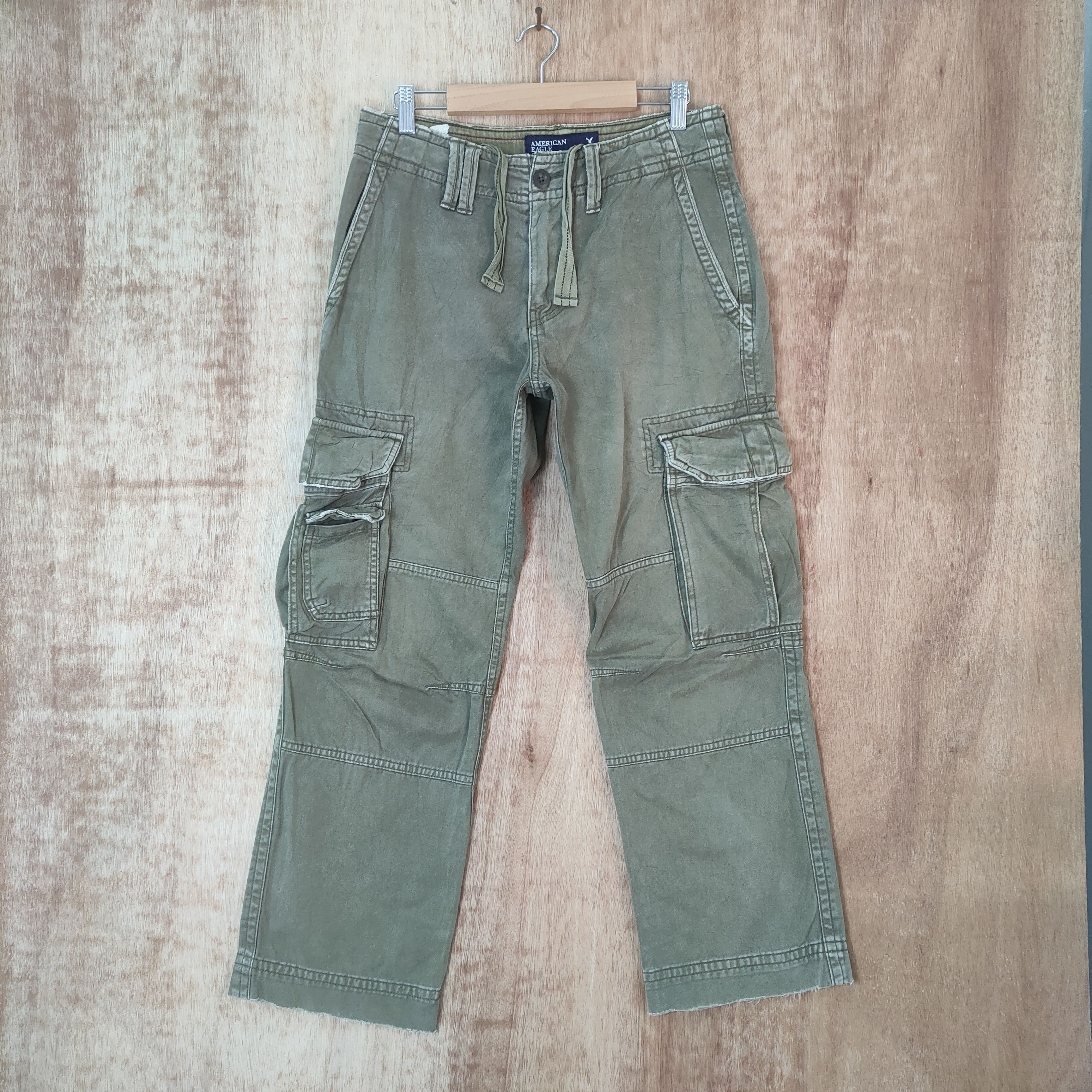 image of Vintage Faded Cargo Pants in Green, Men's (Size 30)