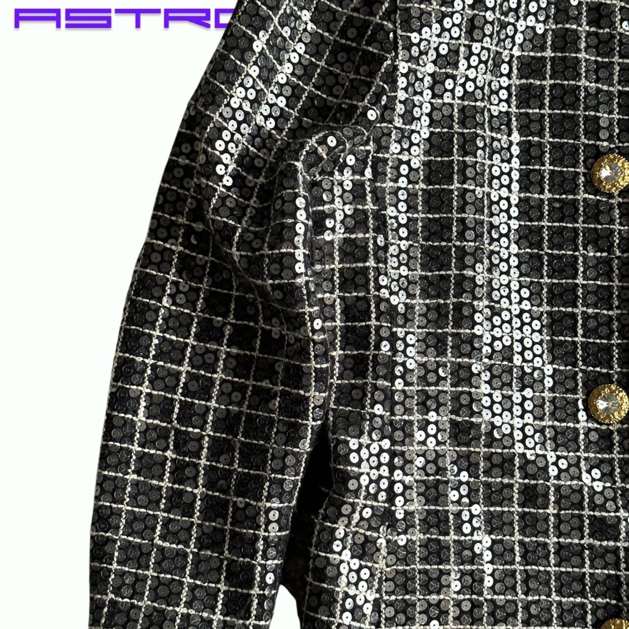 Vintage KAREN LAWRENCE BLACK SEQUIN TWEED BLAZER Size XL / US 12-14 / IT 48-50 - 7 Thumbnail