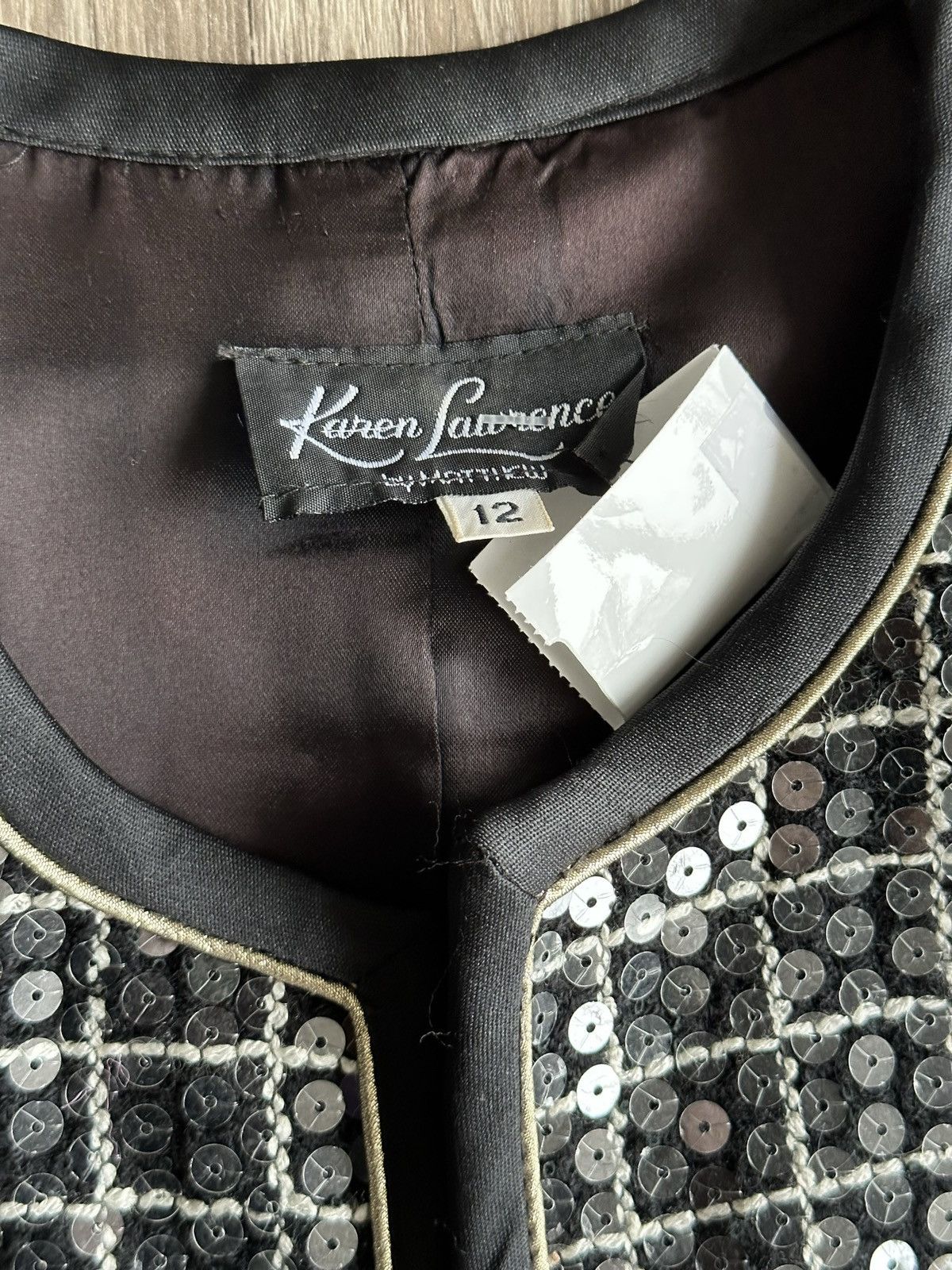 Vintage KAREN LAWRENCE BLACK SEQUIN TWEED BLAZER Size XL / US 12-14 / IT 48-50 - 10 Thumbnail