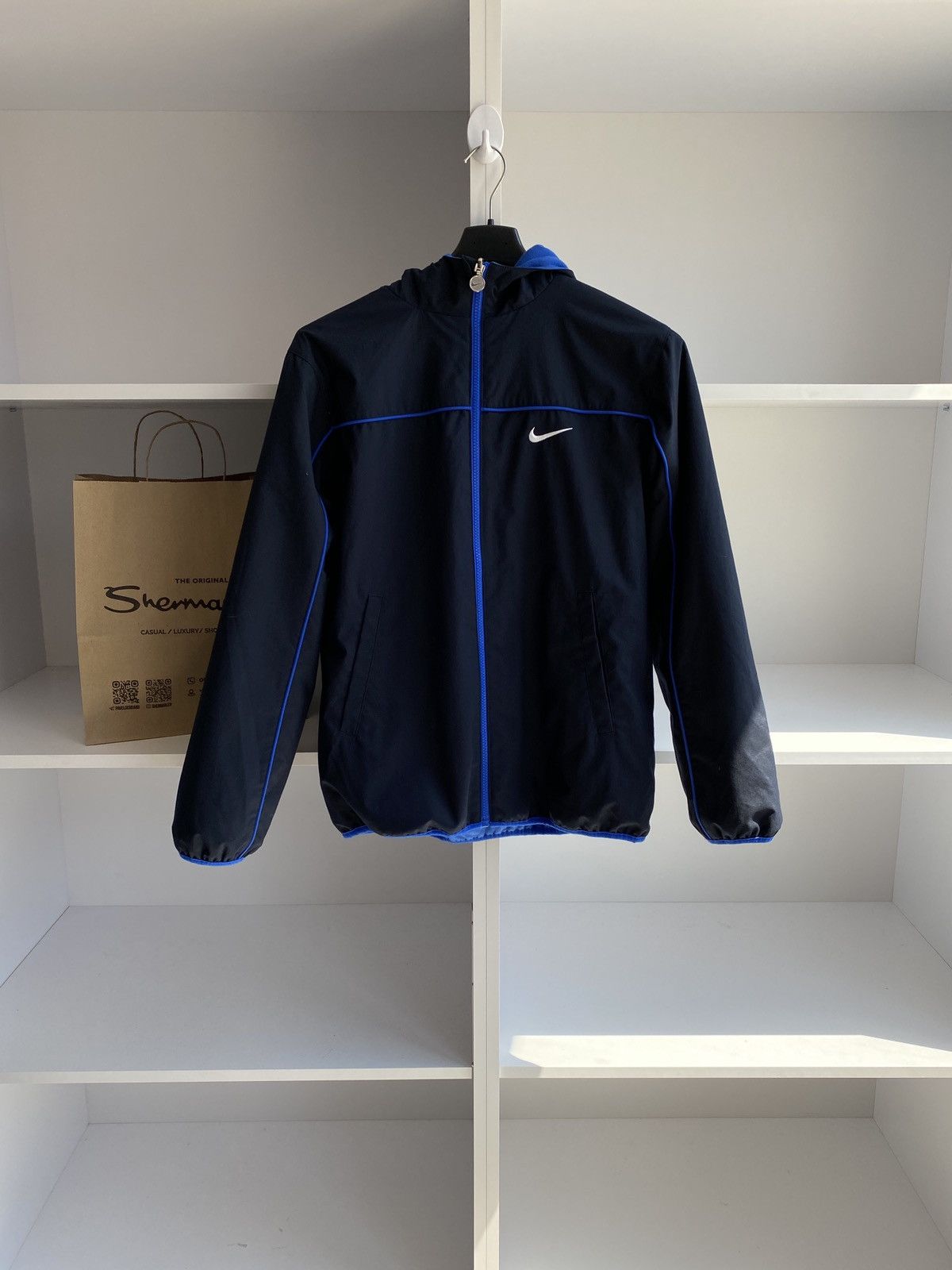 Nike × Vintage Vintage 90’s Nike Zip Track Jacket Blue Size US XL / EU 56 / 4 - 4 Thumbnail