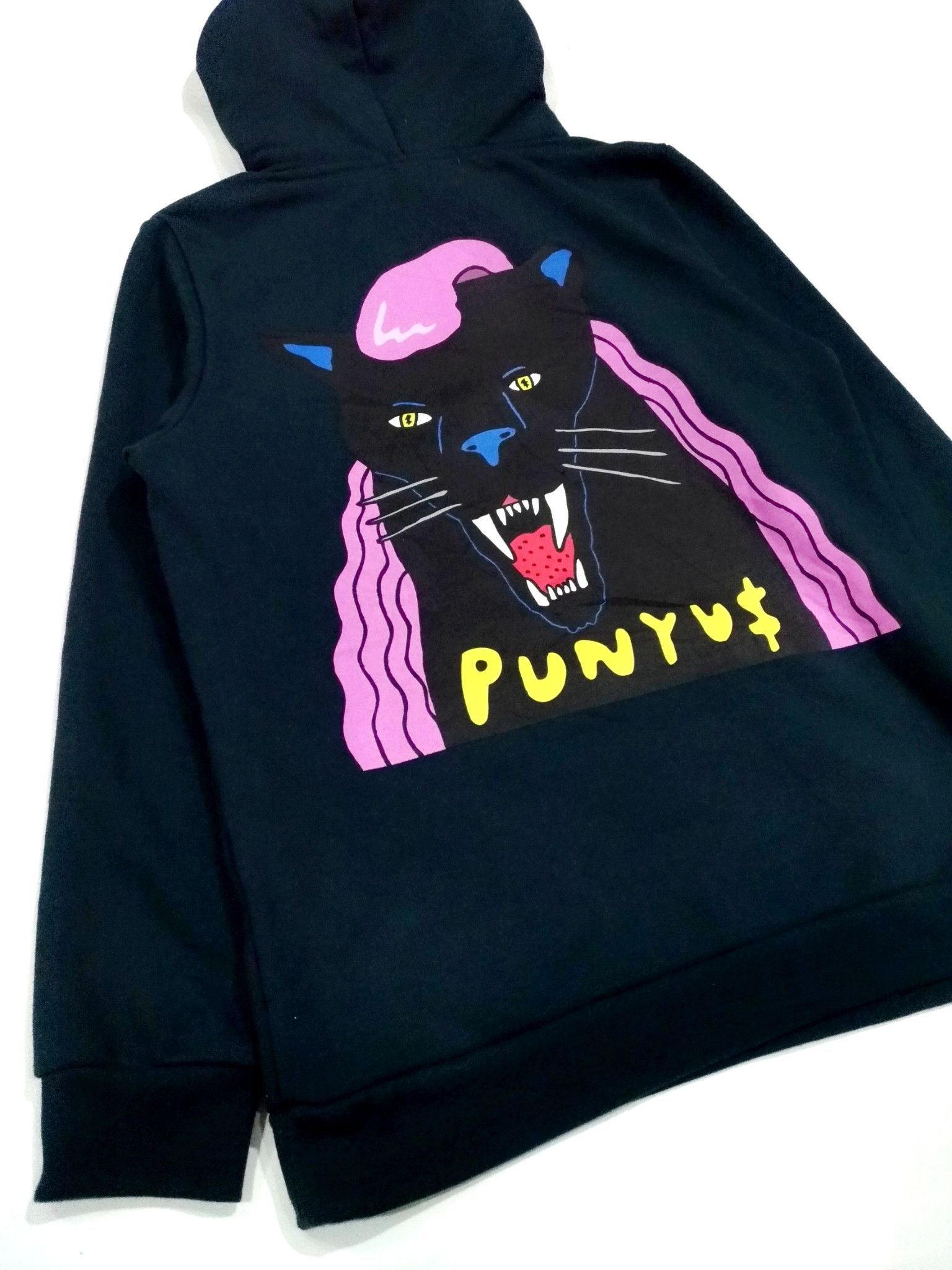 Japanese Brand RARE! PUNYU$ BLACK NEON PUNK PANTHER HOODIE PULLOVER Size US S / EU 44-46 / 1 - 4 Thumbnail