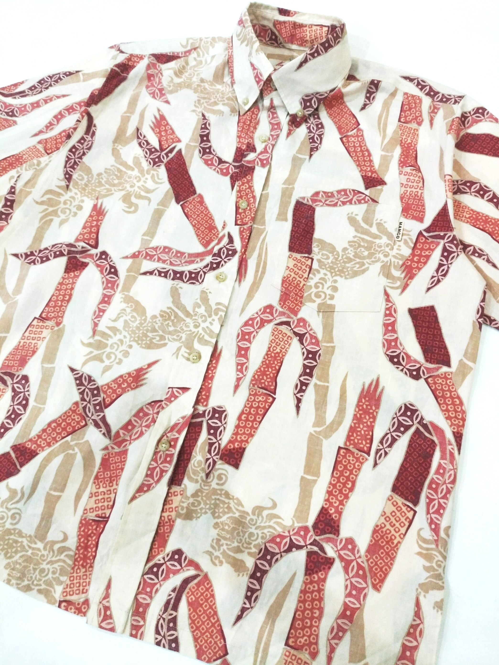 Japanese Brand × Mango RARE! MANGO OKINAWA JAPANESE MOTIF BUTTON UP SHIRT Size US XL / EU 56 / 4 - 4 Thumbnail