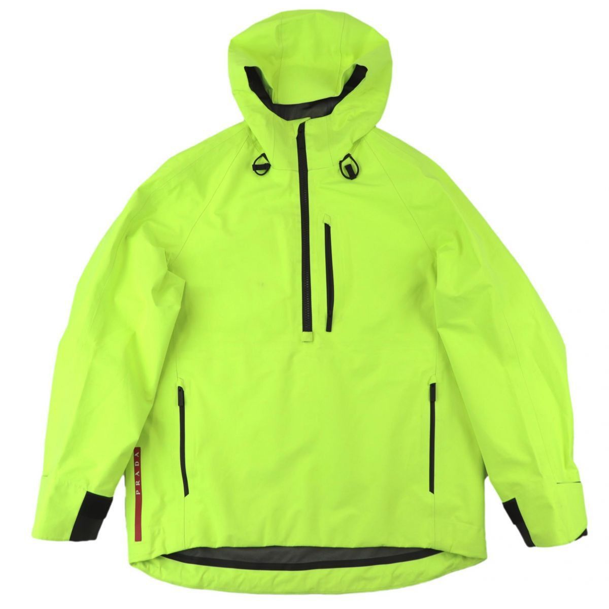 image of Goretex x Prada Fluorescent Green Gore-Tex Half Zip Pullover Jacket in Green/Yellow (Size Medium)