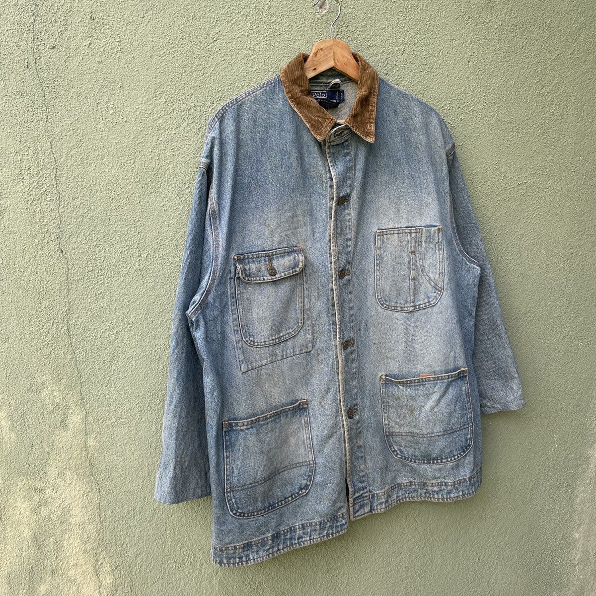 Polo Ralph Lauren Vintage POLO by RALPH LAURAN Dirty Faded Button Denim Jacket Size US XL / EU 56 / 4 - 2 Thumbnail