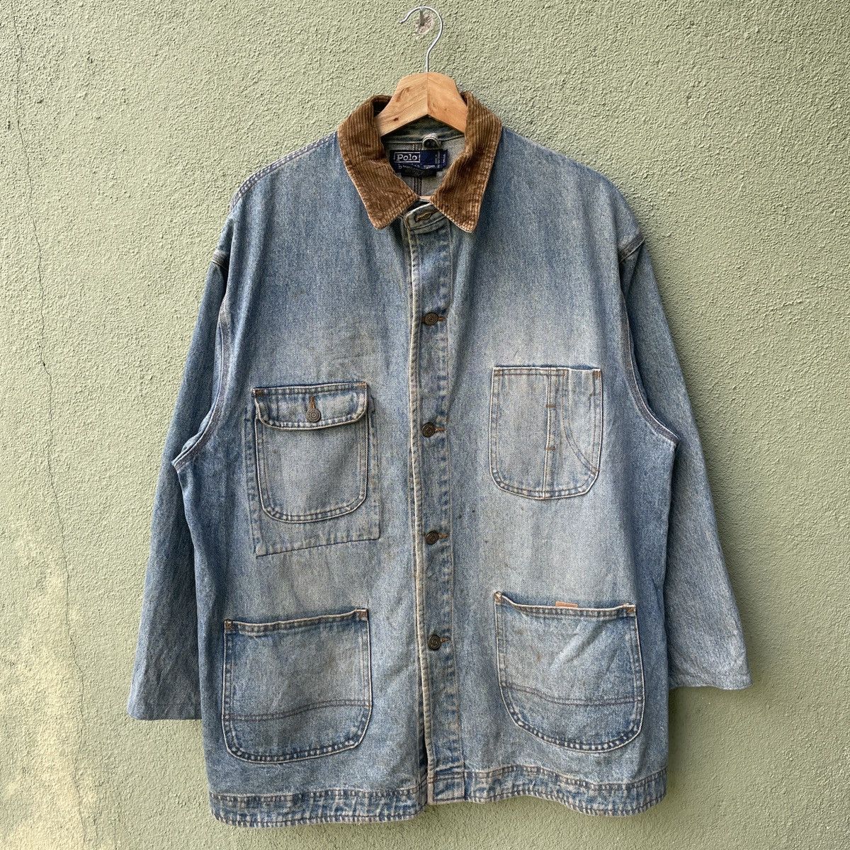 Polo Ralph Lauren Vintage POLO by RALPH LAURAN Dirty Faded Button Denim Jacket Size US XL / EU 56 / 4 - 1 Thumbnail