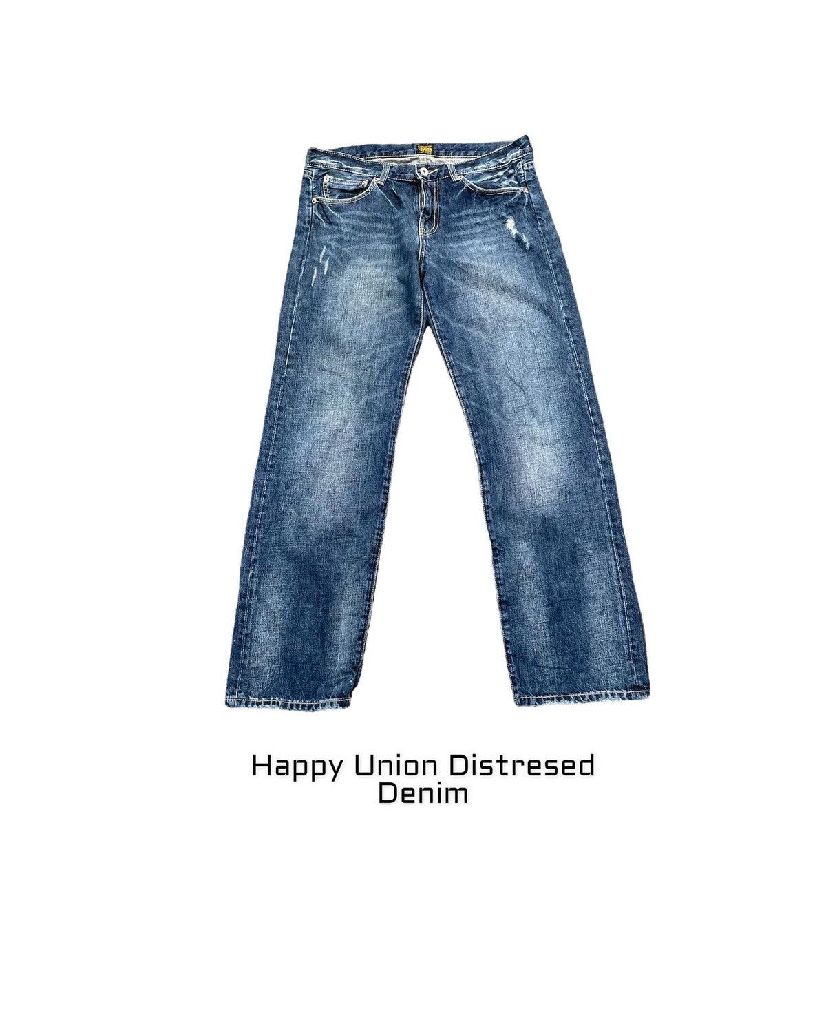Japanese Brand Happy Union Aging Distressed Denim Size US 35 - 1 Thumbnail