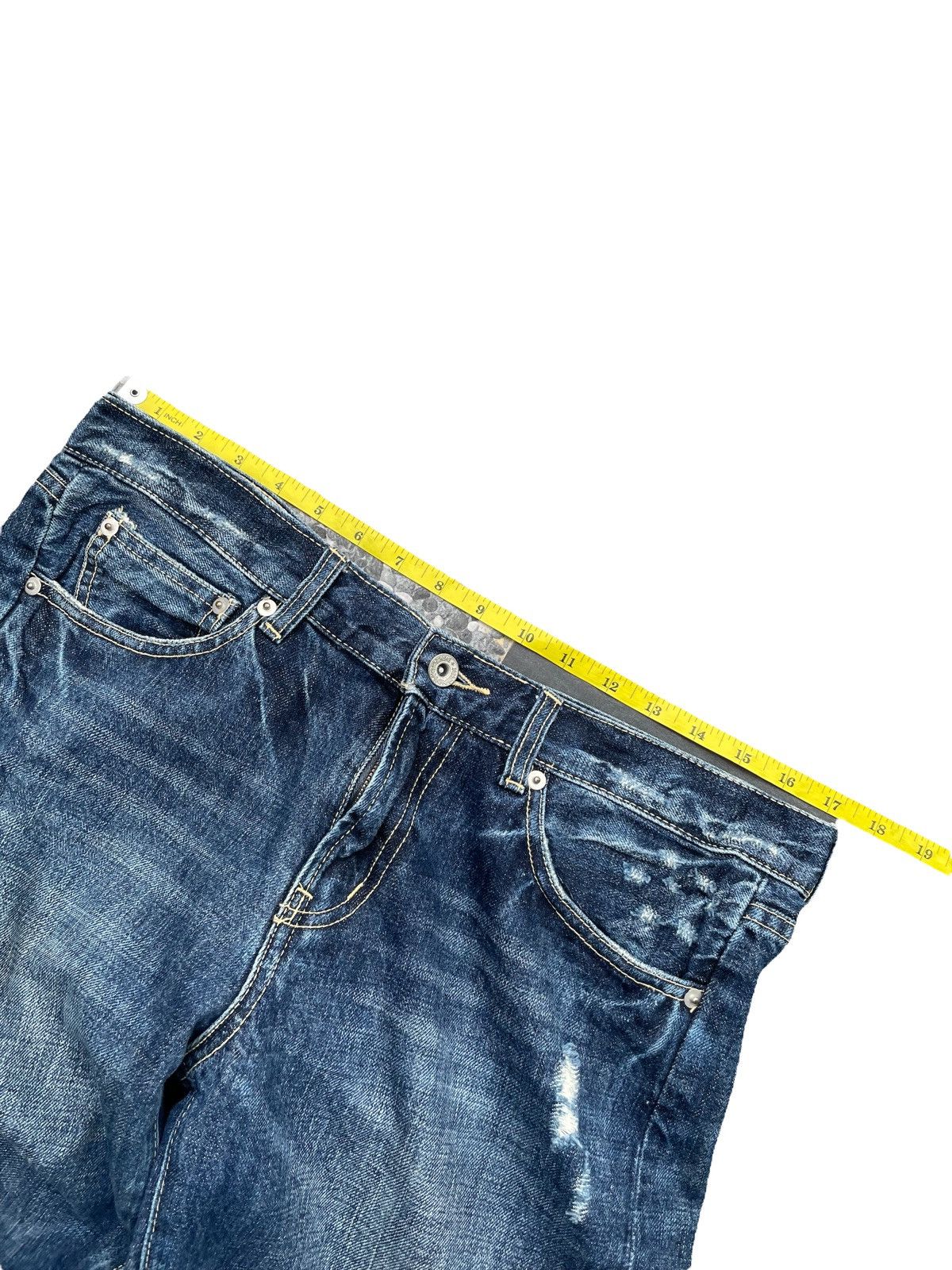 Japanese Brand Happy Union Aging Distressed Denim Size US 35 - 2 Thumbnail