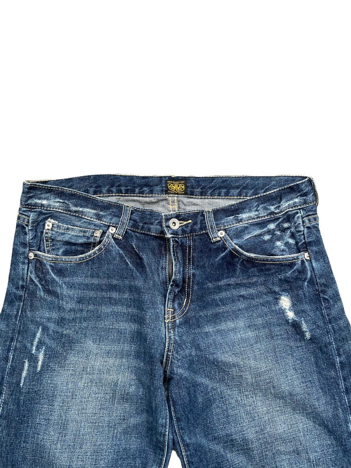 Japanese Brand Happy Union Aging Distressed Denim Size US 35 - 5 Thumbnail