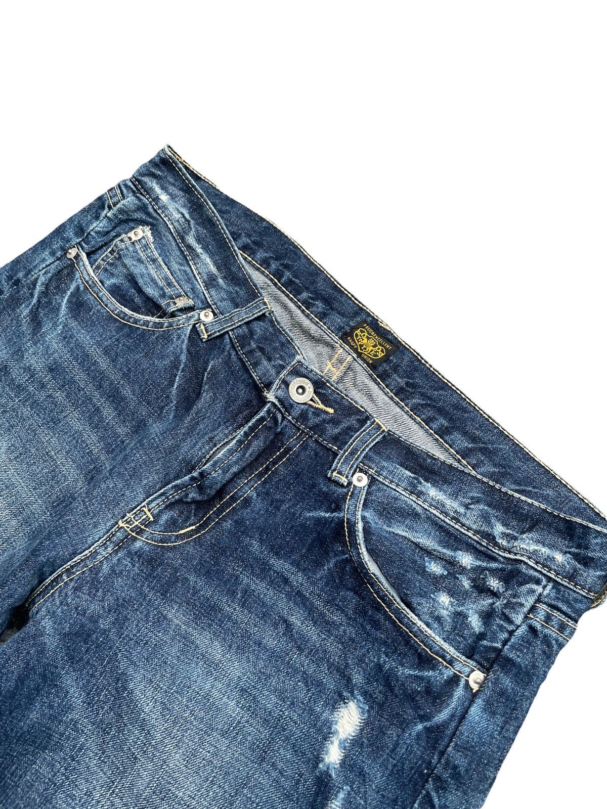 Japanese Brand Happy Union Aging Distressed Denim Size US 35 - 6 Thumbnail