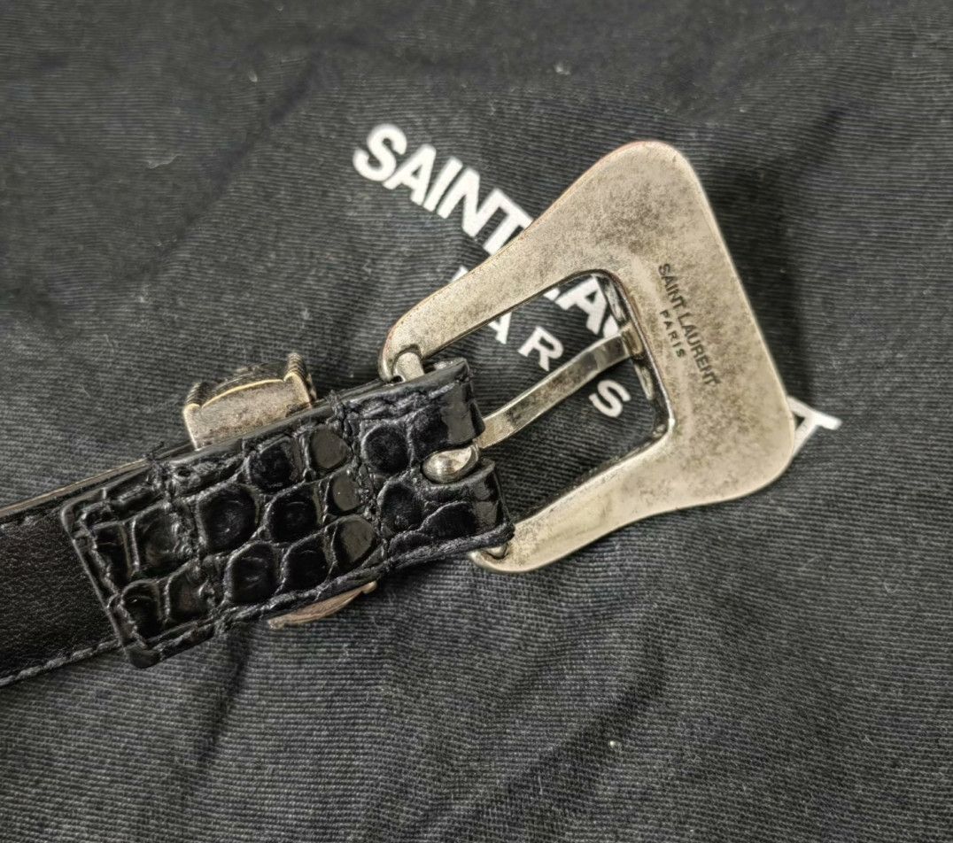Saint Laurent Paris Saint Laurent Carved crocodile print belt Size 40 - 4 Thumbnail