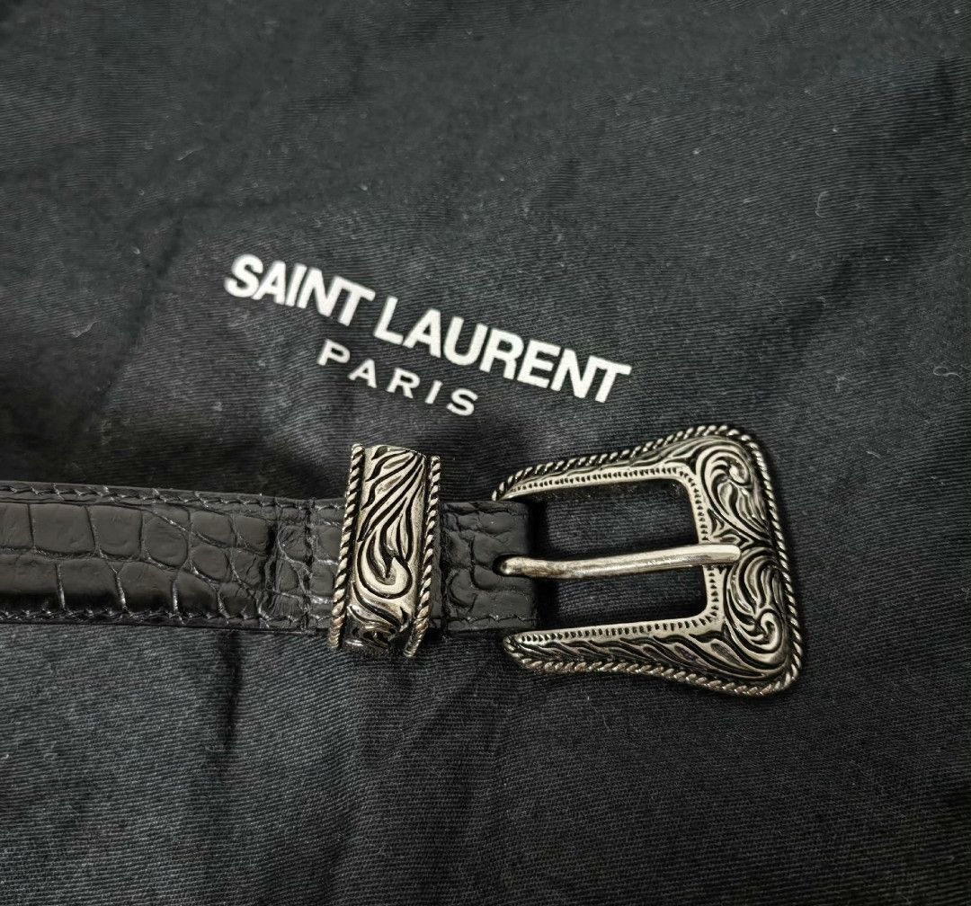 Saint Laurent Paris Saint Laurent Carved crocodile print belt Size 40 - 2 Thumbnail