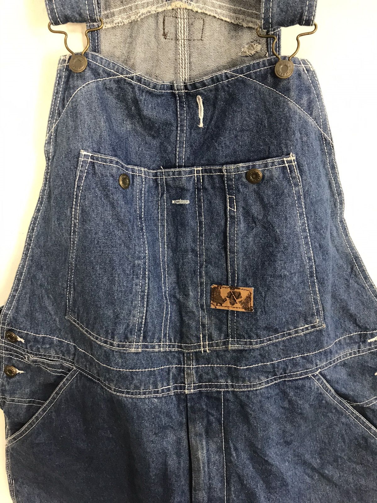 Carhartt × Vintage 90s Denim Bib Dungaree Overall Chest Pockets Unisex Wear Size US 41 - 4 Thumbnail