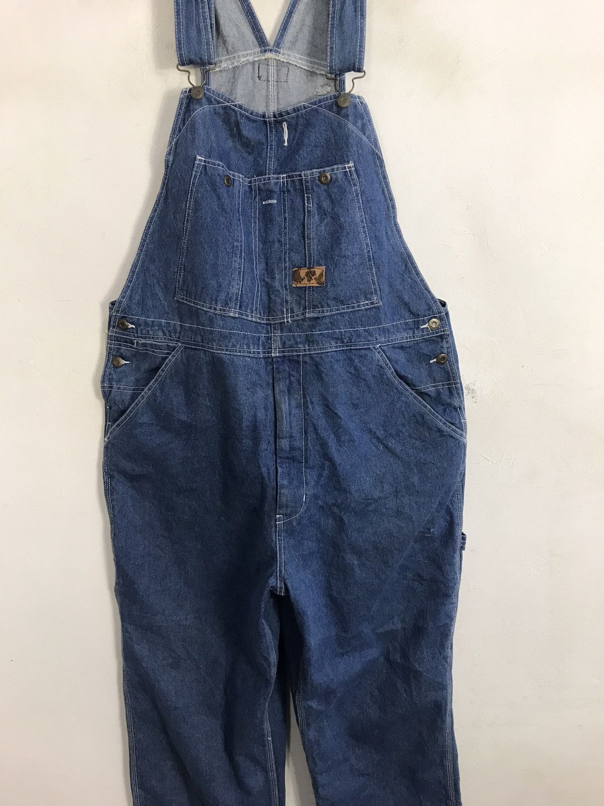 Carhartt × Vintage 90s Denim Bib Dungaree Overall Chest Pockets Unisex Wear Size US 41 - 3 Thumbnail